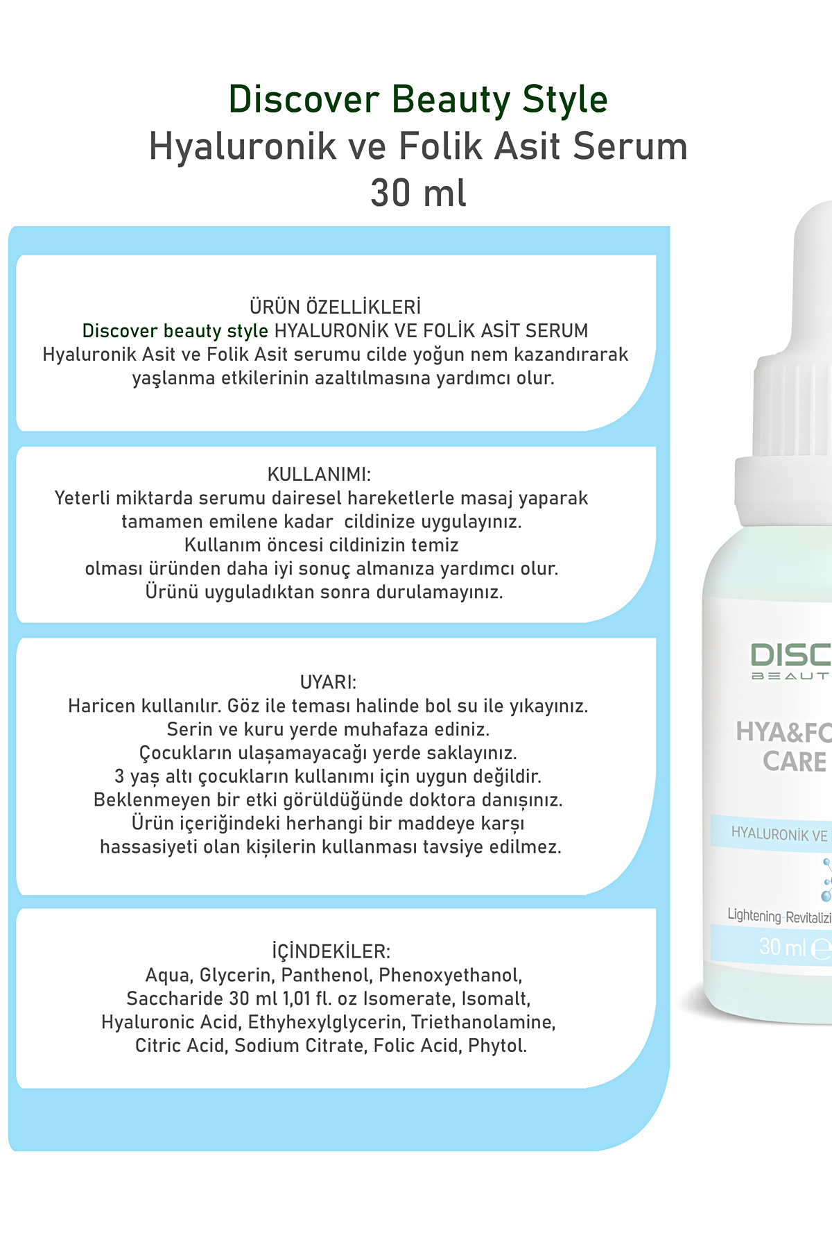 Yoğun Nemlendirme ve Dolgunlaştırıcı Etkili Yenileyici Hyaluronik ve Folik Asit Serum 30 ml — 860095 — تصویر 3 از 5
