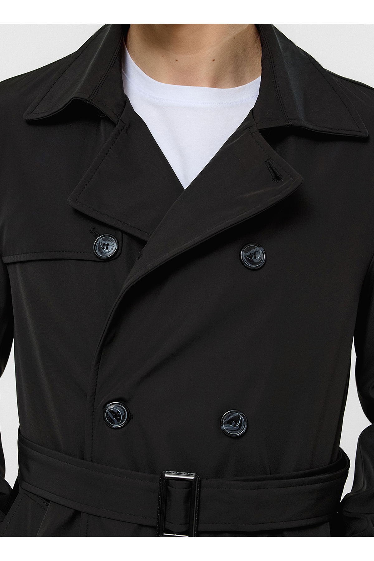 Back And Bond Siyah Regular Fit Trençkot görsel 4