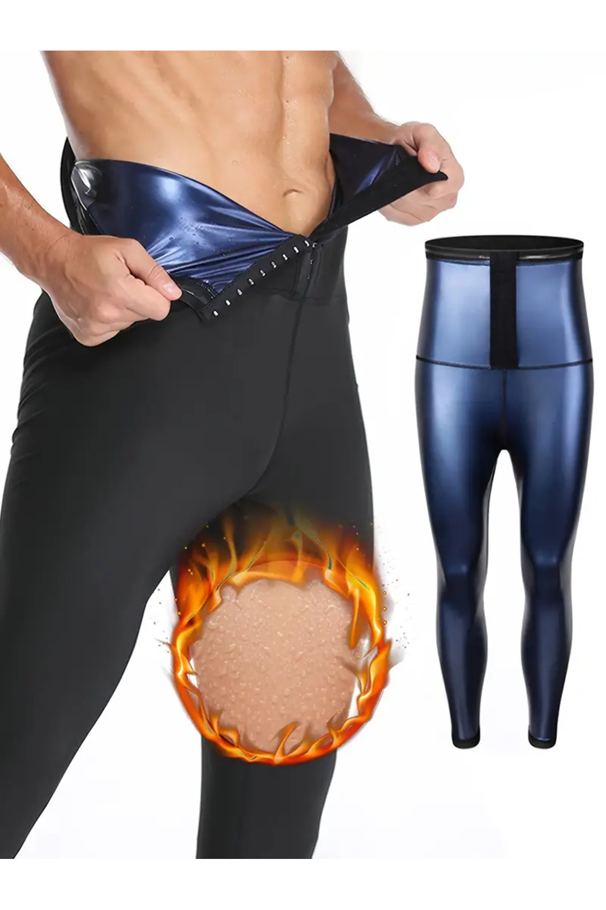 MİSTİRİK Sauna-Tayt Model Zayıflatan Termal Iki Beden Incelten Vücut Şekillendirici Sauna Agraflı Korse Tayt görsel 4
