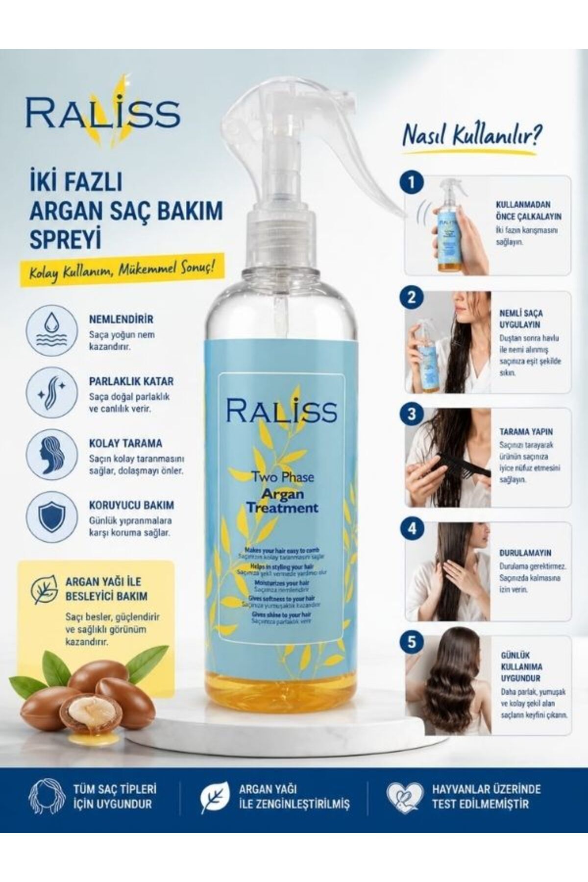 2 Phase Argan Yağlı Fön Suyu 320 ML — RLS.ARG — تصویر 3 از 5