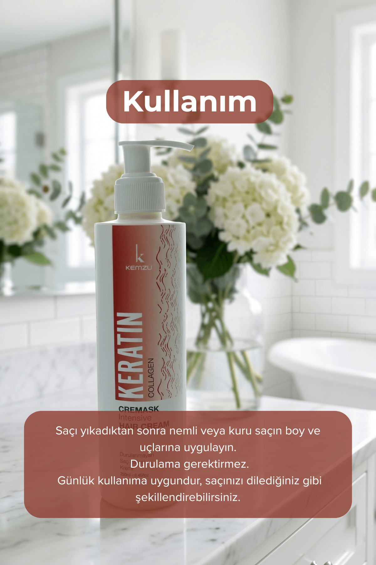 Durulanmayan Saç Bakım Kremi – Onarıcı & Nemlendirici Leave-In Saç Kremi-250 ml — DBK — تصویر 4 از 5