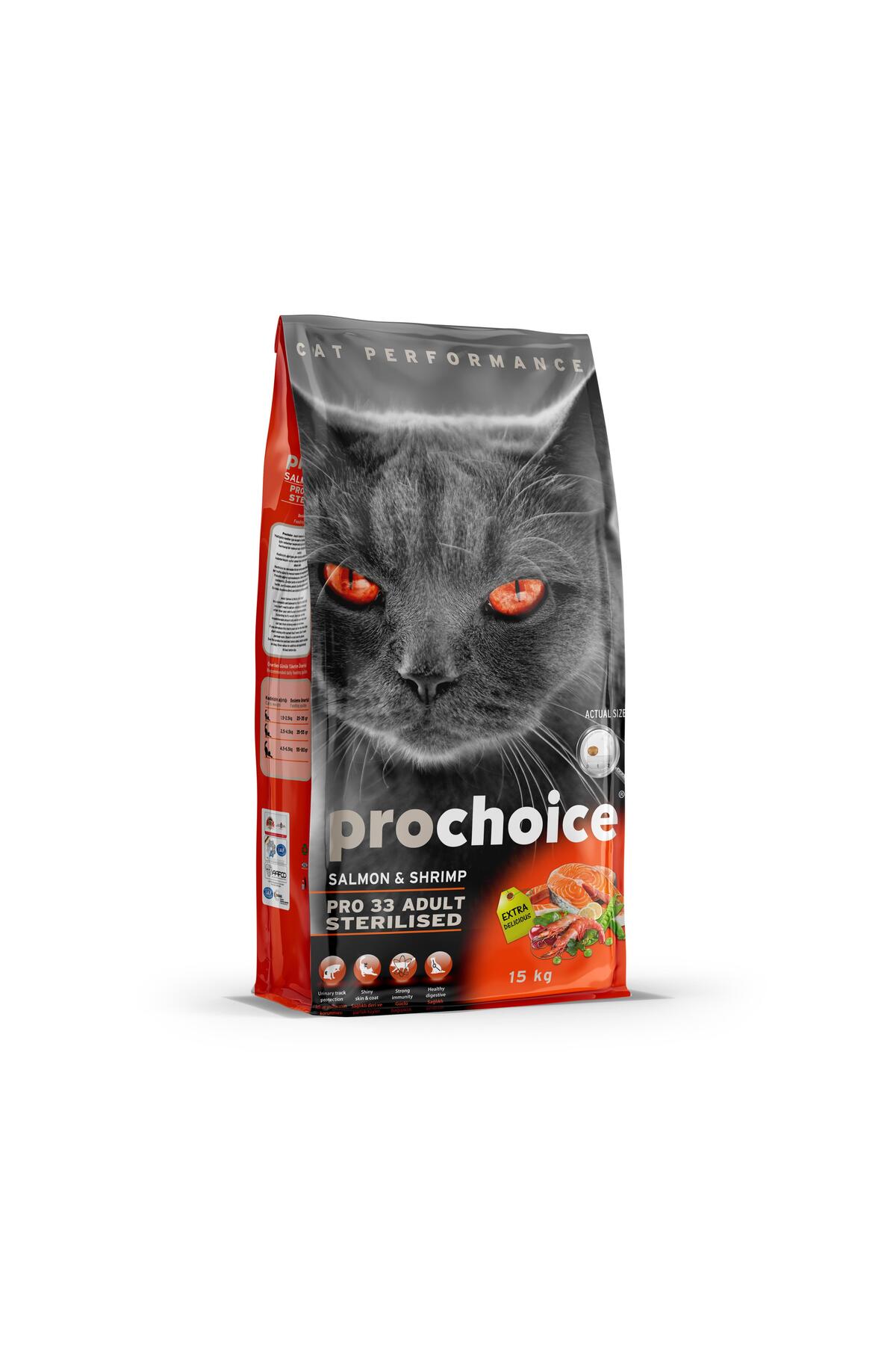 ProChoice Cat Pro 33 Somonlu ve Karidesli Kısırlaştırılmış Kedi Maması 15 Kg - Fiyatı, Yorumları