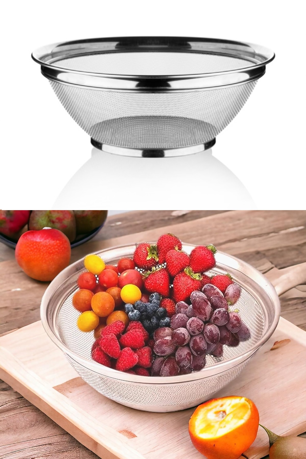 Stainless Steel Handleless Brass Strainer, Metal Handleless Strainer, 26 cm