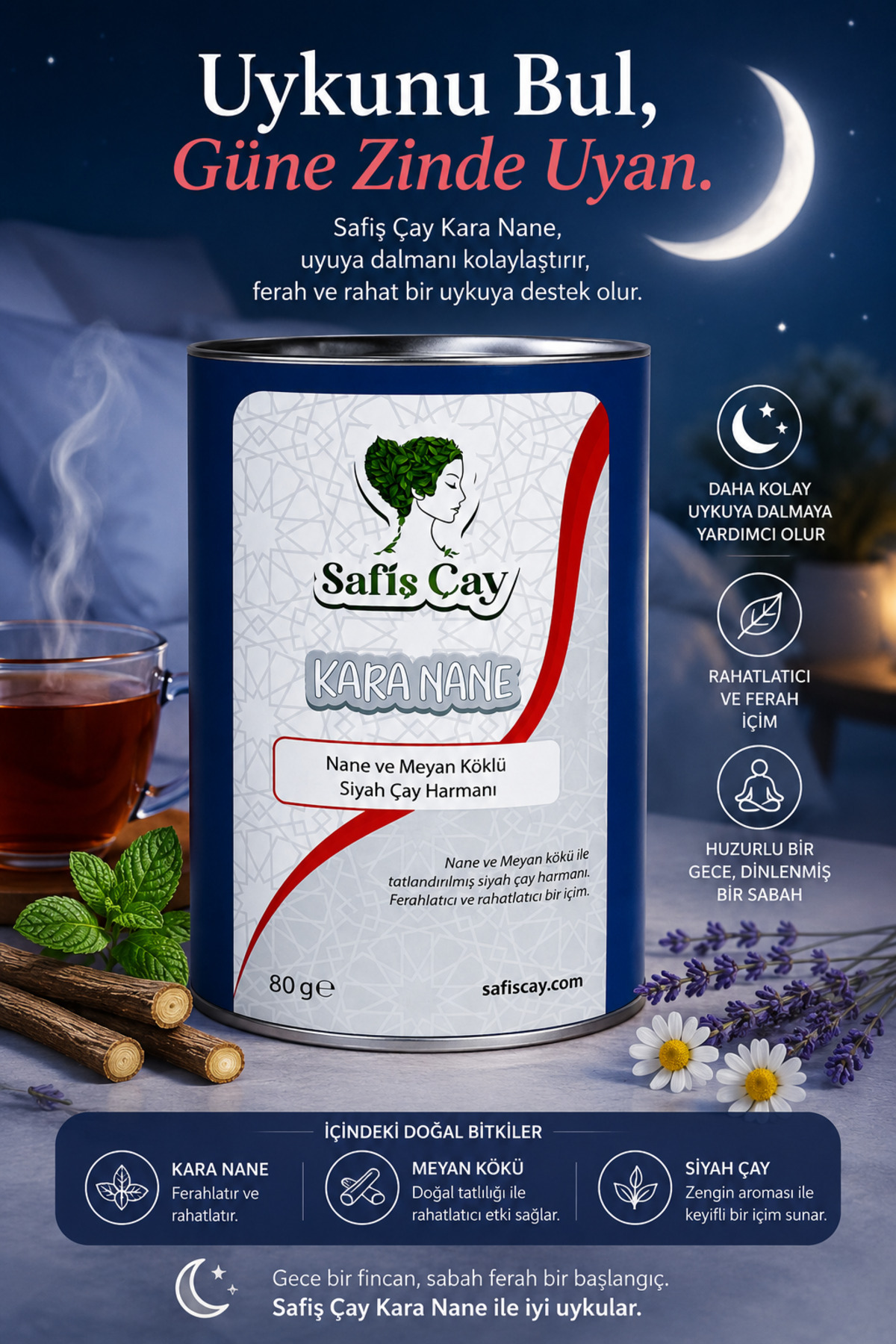 Safiş Çay Kara Nane 80 g | Nane ve Meyan Köklü Aromatik Siyah Çay Harmanı - Fiyatı, Yorumları
