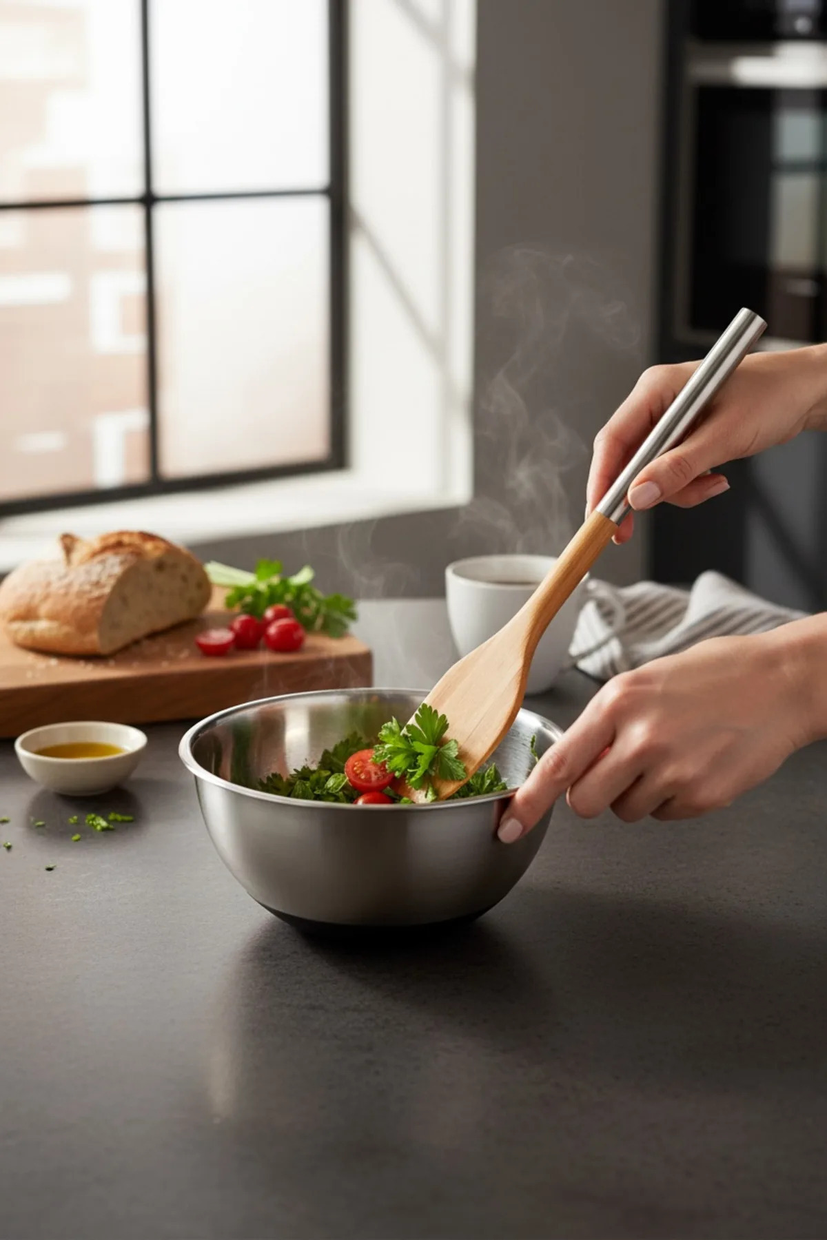 Metal Saplı Bambu Yan Spatula – Doğal Bambu Mutfak Gereci, Şık ve Dayanıklı Spatula