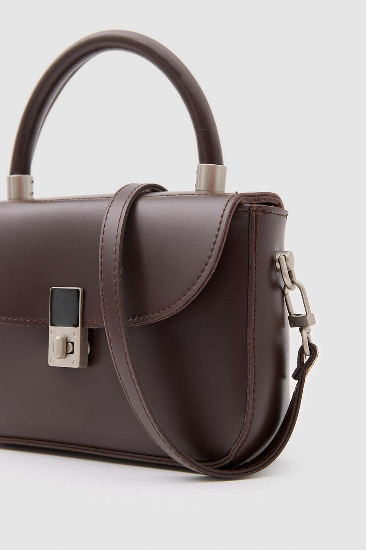 Shule Bags Cobble Small Çapraz Çanta Kahve görsel 7