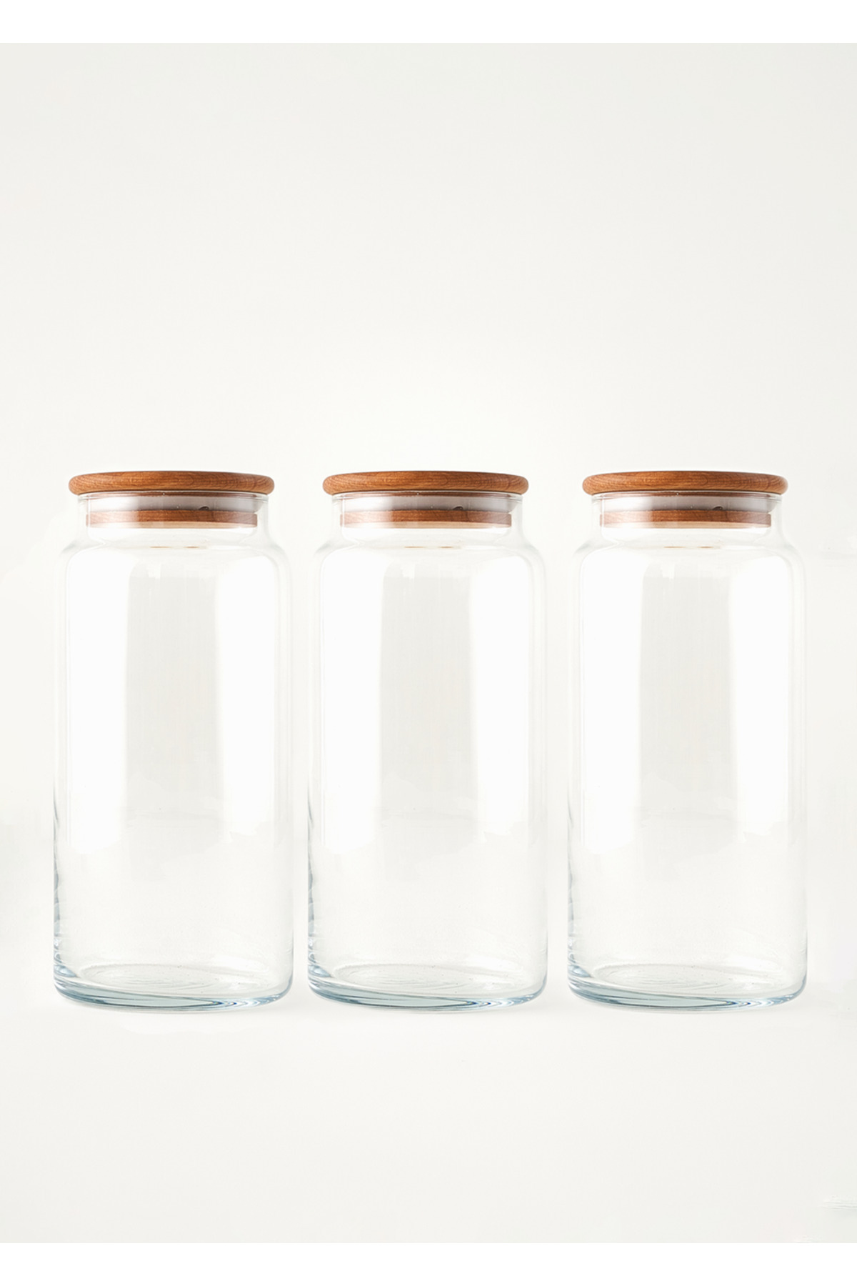 Joye 3-Piece Jar Set with Wooden Lid Natural (1400 cc)