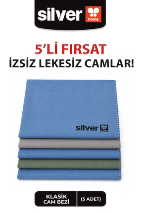 SİLVER HOME Mikrofiber 5'li 40x50cm Klasik Cam Bezi
