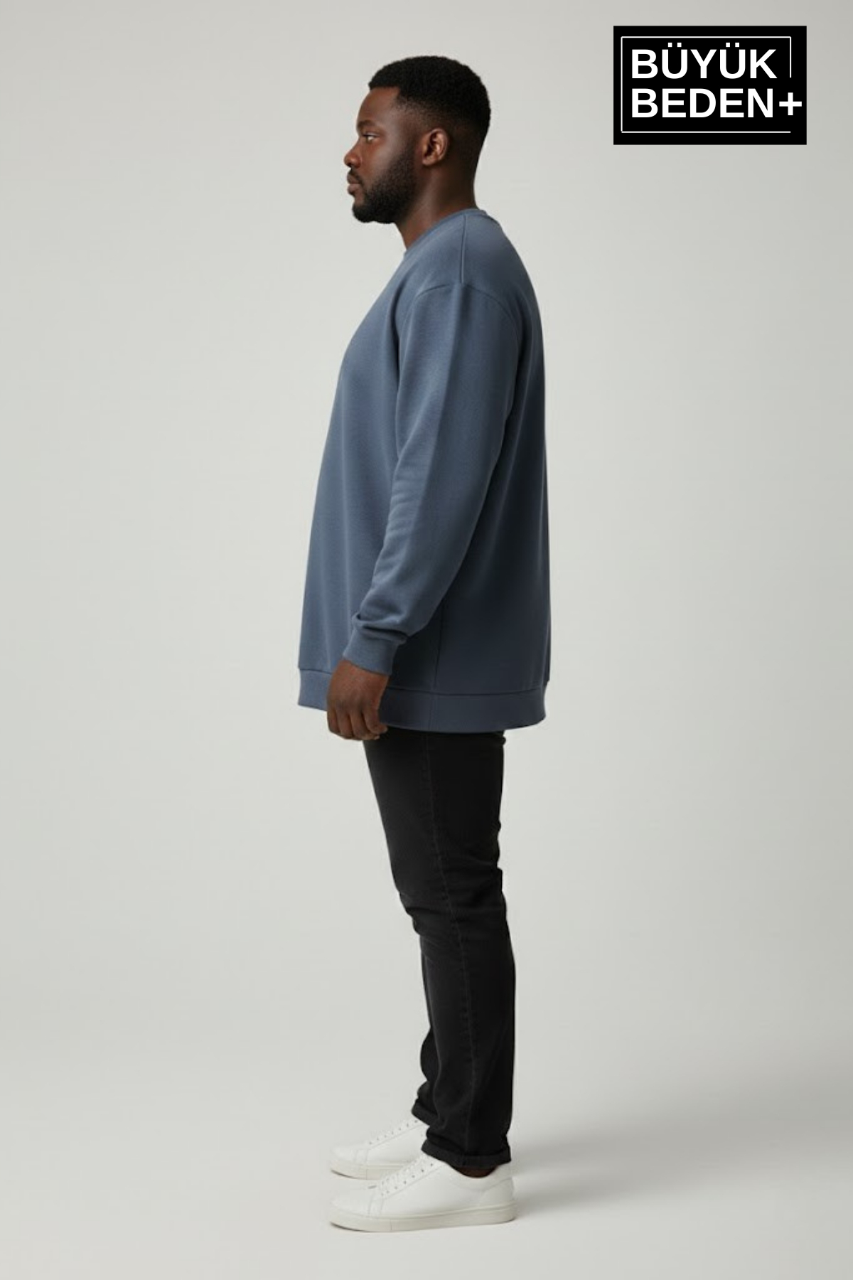 Süperlife Erkek Büyük Beden Bisiklet Yaka Kollar ve Etek Ribanalı İnce Sweatshirt SPR26BSW956 görsel 2