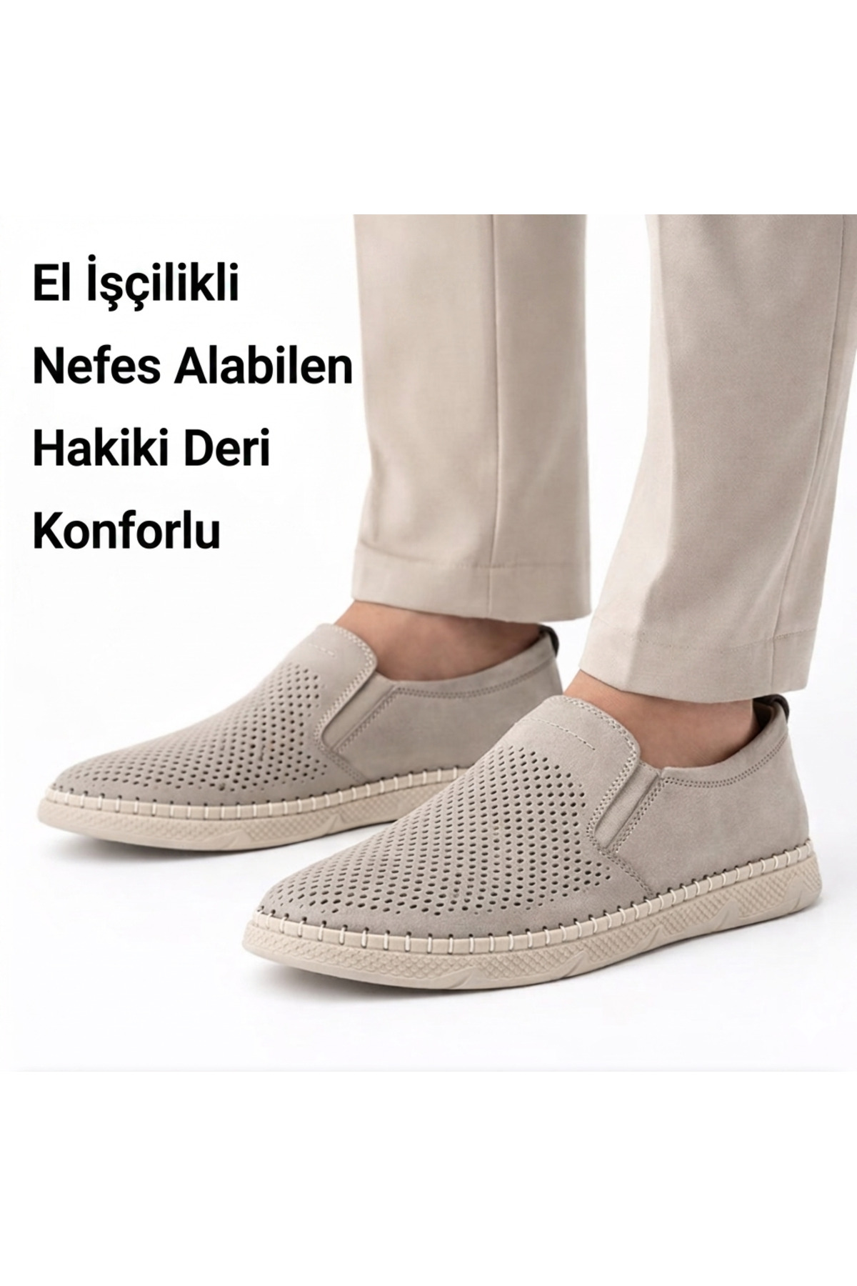 D&M DANİ&MARCA Erkek Hakiki Deri Ayakkabı, Günlük Ayakkabı, Yazlık Ayakkabı , Loafer Ayakkabı bej görsel 5
