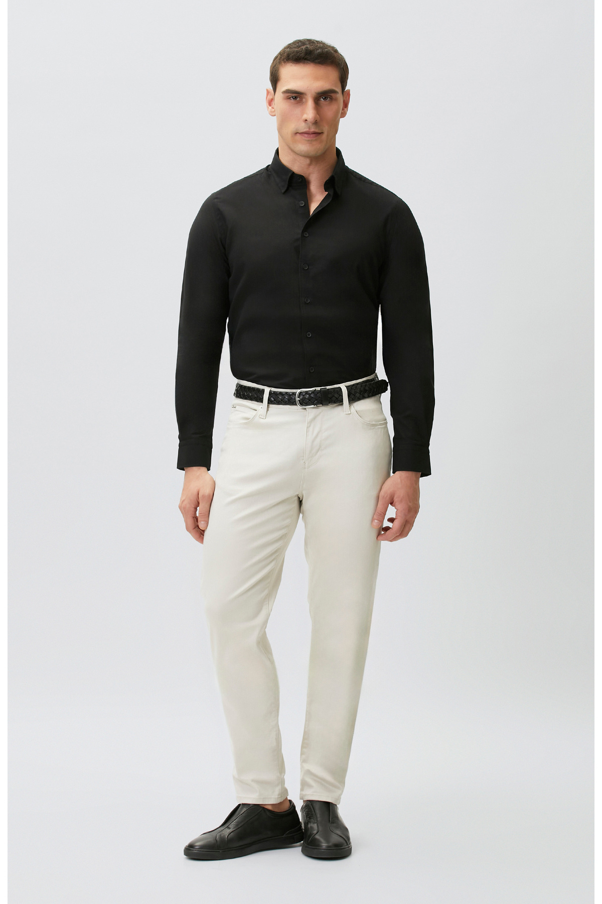 Network Slim Fit Siyah Cotton Gömlek görsel 2