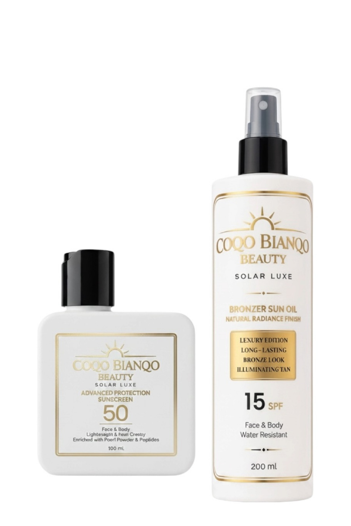 Coco Bianco by Bianco E Nero Bronzlaştırıcı Güneş Yağı 15 SPF ve Yüksek Güneş Koruyuculu Krem 50 SPF-Sun Elixir Set — cboo8