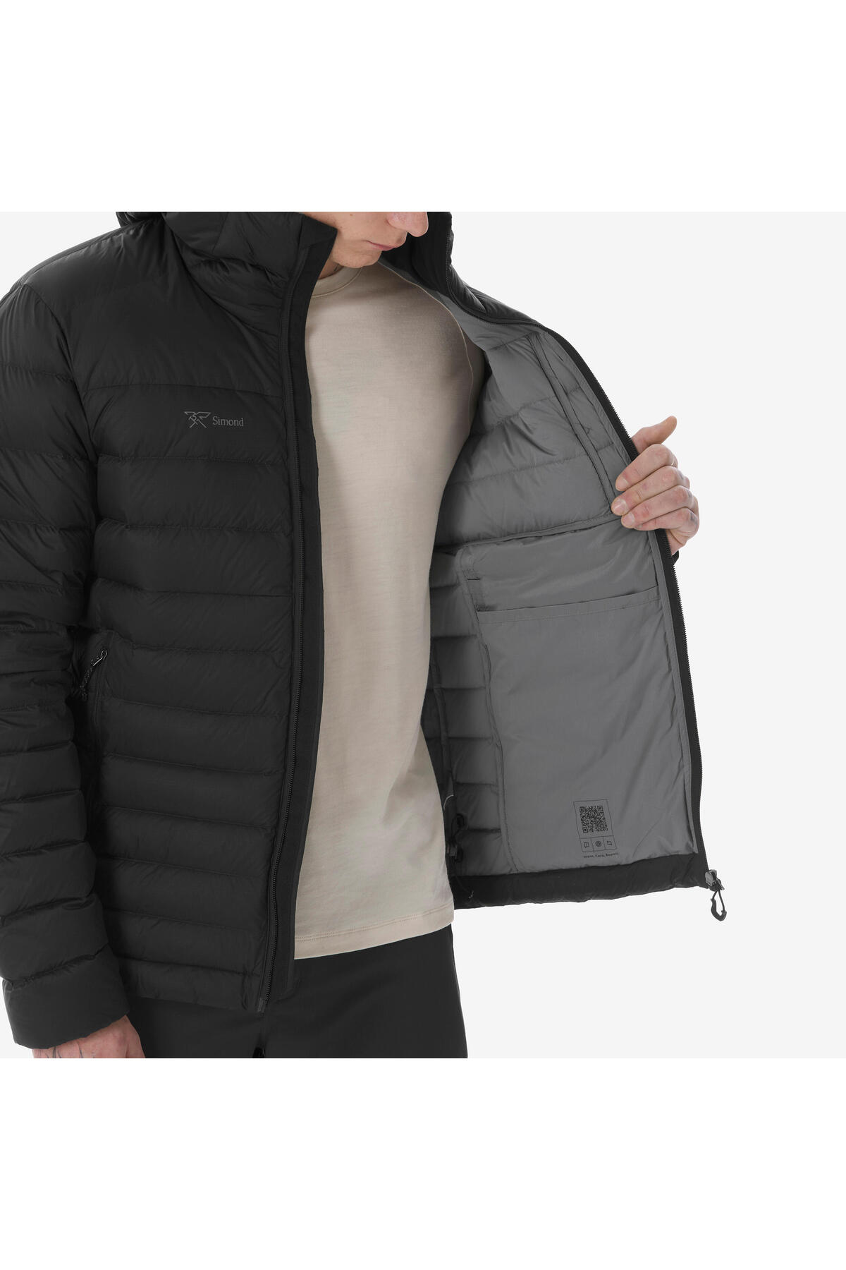 کاپشن پفی مردانه سایموند مدل Down Outdoor - کلاه دار - مشکی - MT500 - -10 °C — آبی 331150 — تصویر 8 از 8