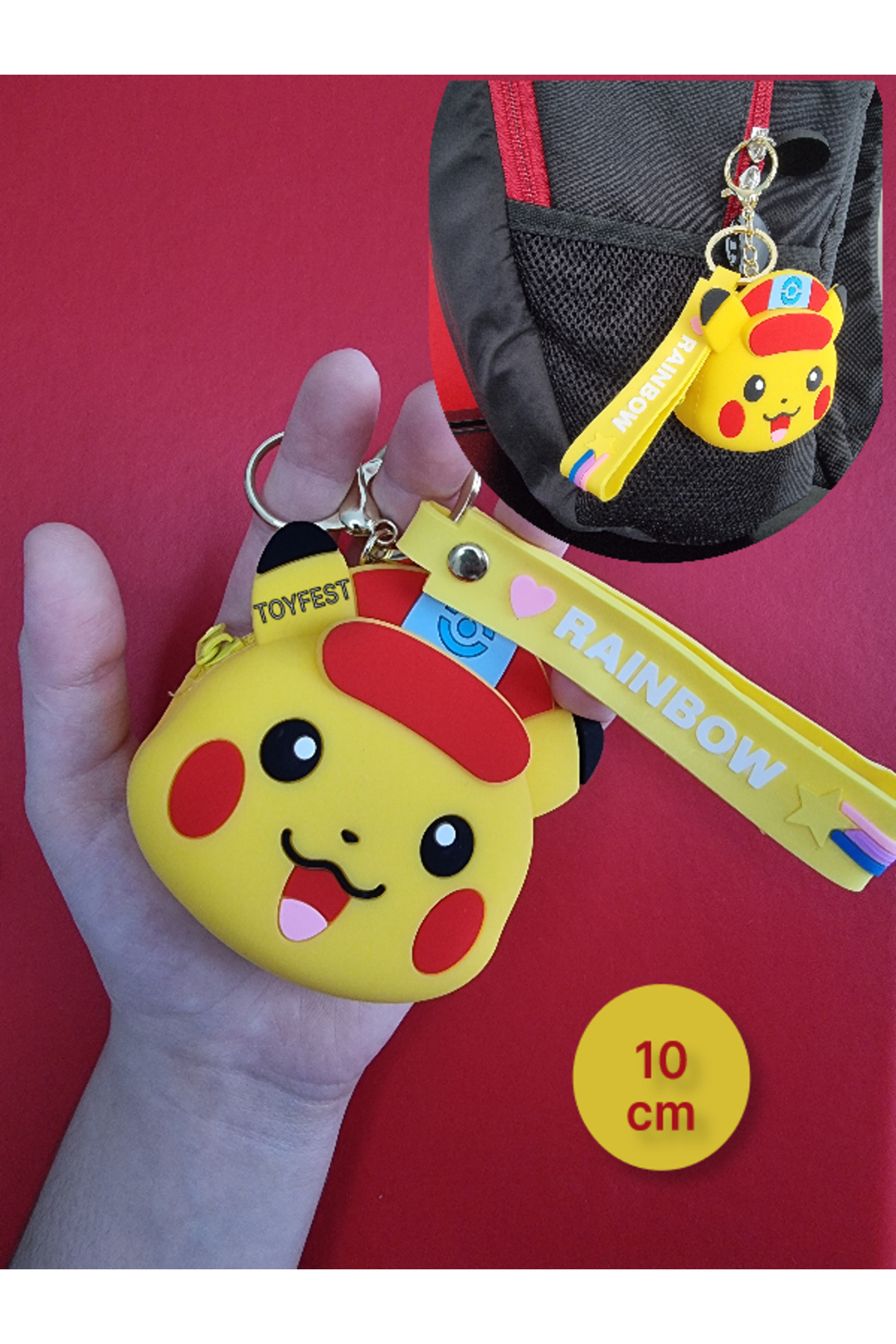 TOYFEST Pokemon Pikachu Figürlü Yumuşak Silikonlu Fermuarlı Mini