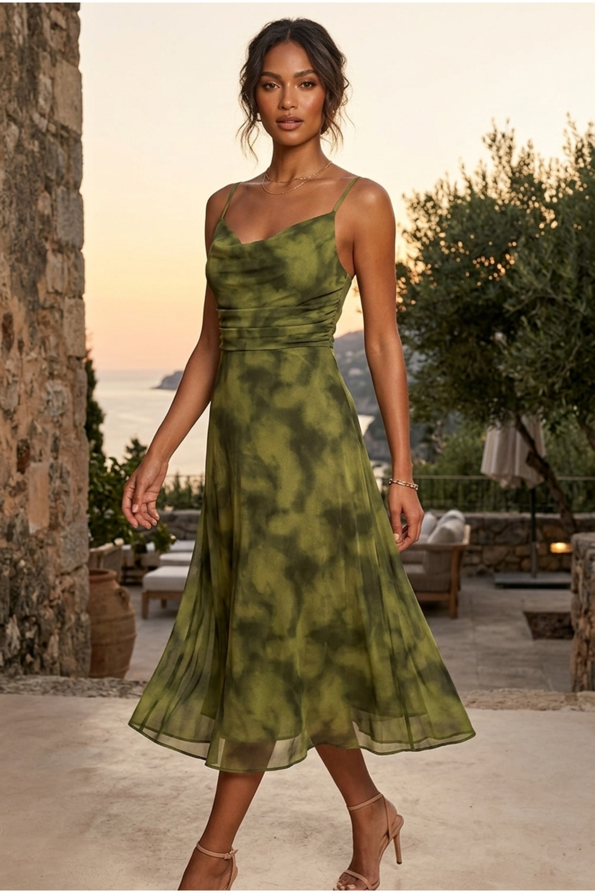 BLOUSE Çok Renkli İnce Kolsuz Vücuda Oturan Tül Elbise görsel 2