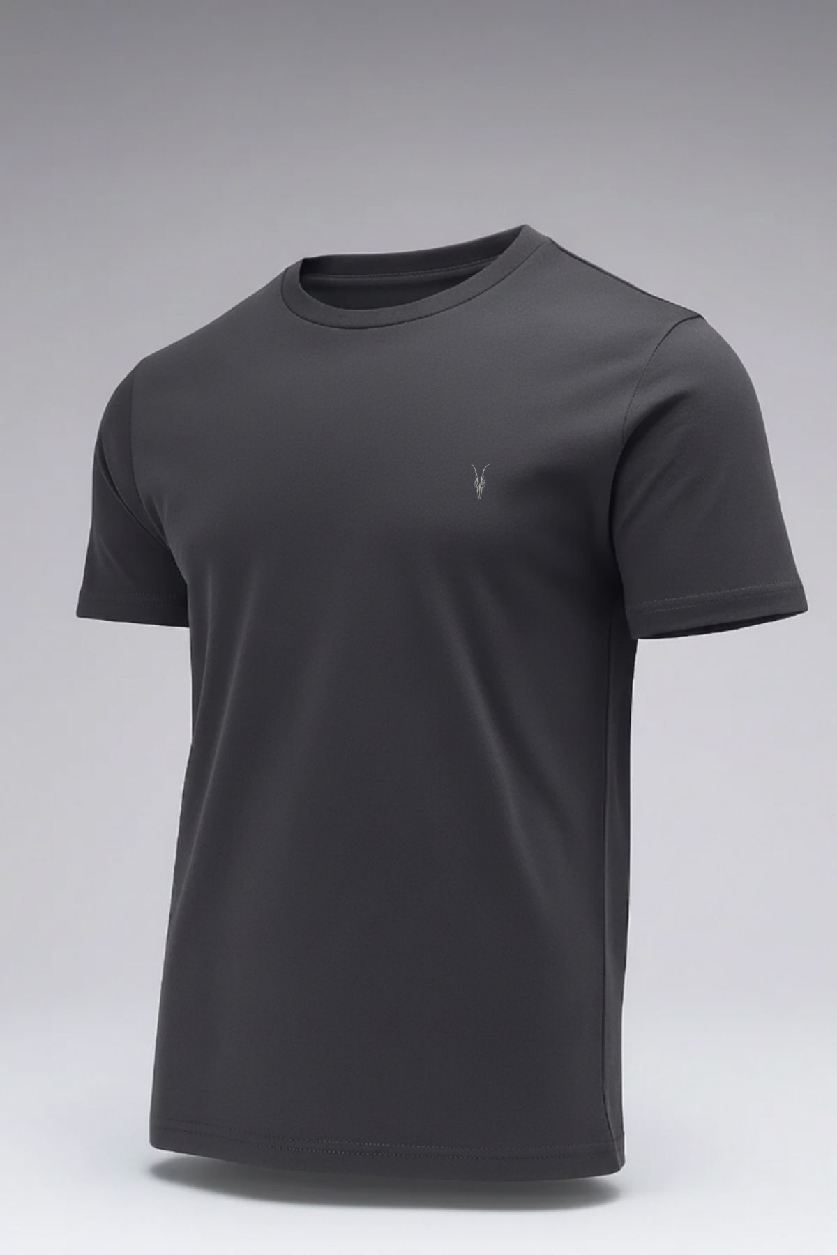 Men's Crew Neck Loose Basic Smoked T-Shirt
