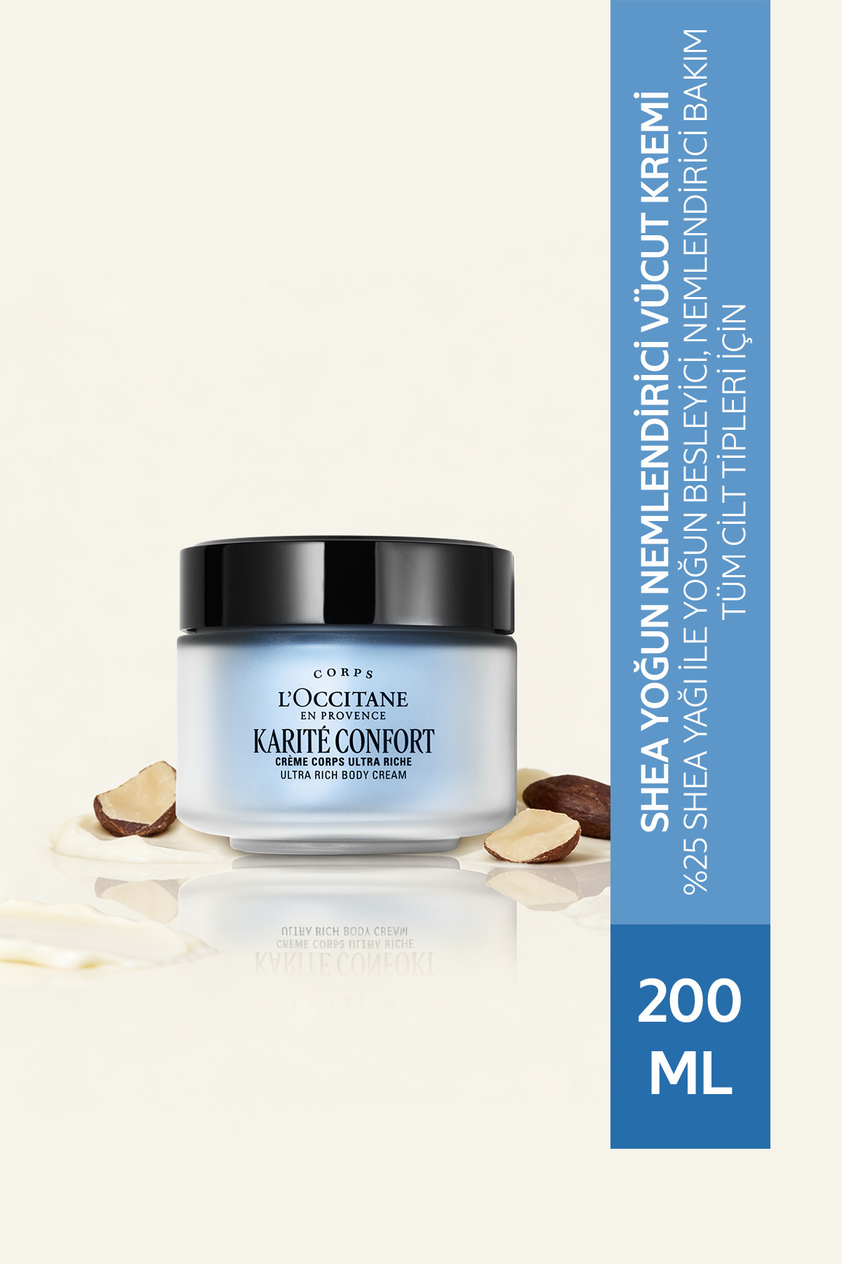 L'Occitane Shea Yoğun Nemlendirici Vücut Kremi, Kuru ve Çok Kuru Ciltler için, %25 Shea Yağı İçeren, 200 ml — 01CC200K26