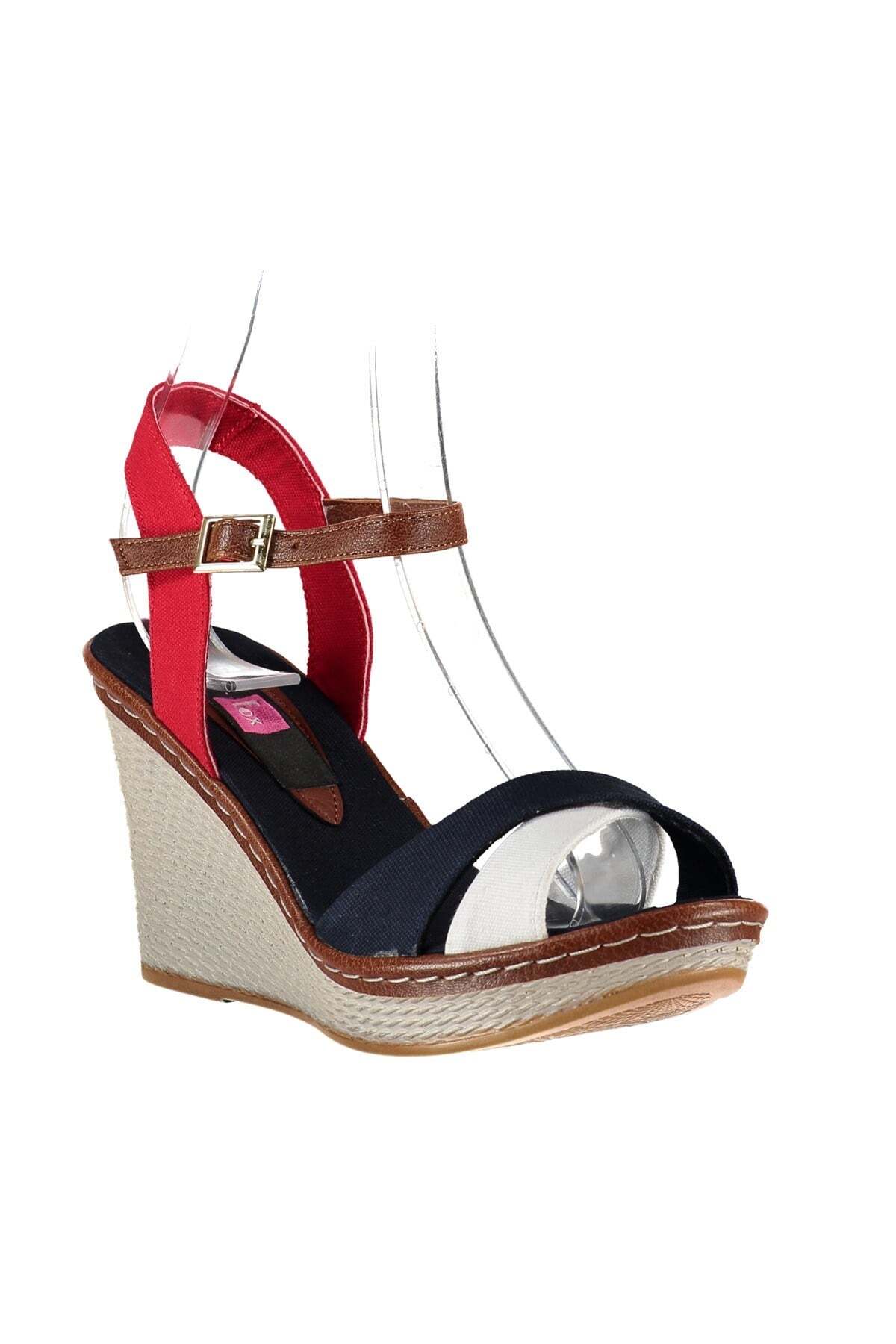Fox Shoes Laci/Beyaz/Kırmızı Kadın Dolgu Topuklu Ayakkabı 9674040205 görsel 4