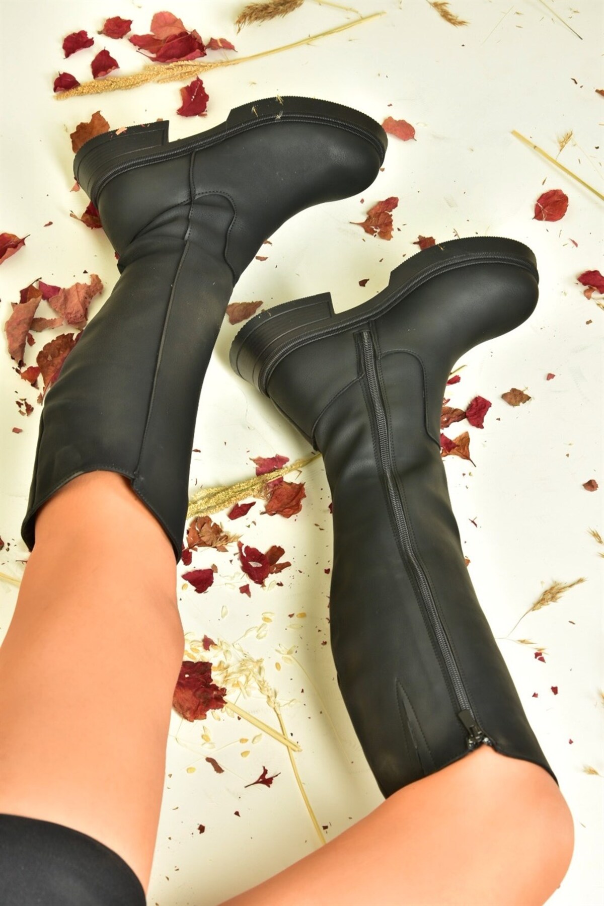 Fox Shoes Siyah Alçak Topuklu Günlük Kadın Çizme N674265109 görsel 3