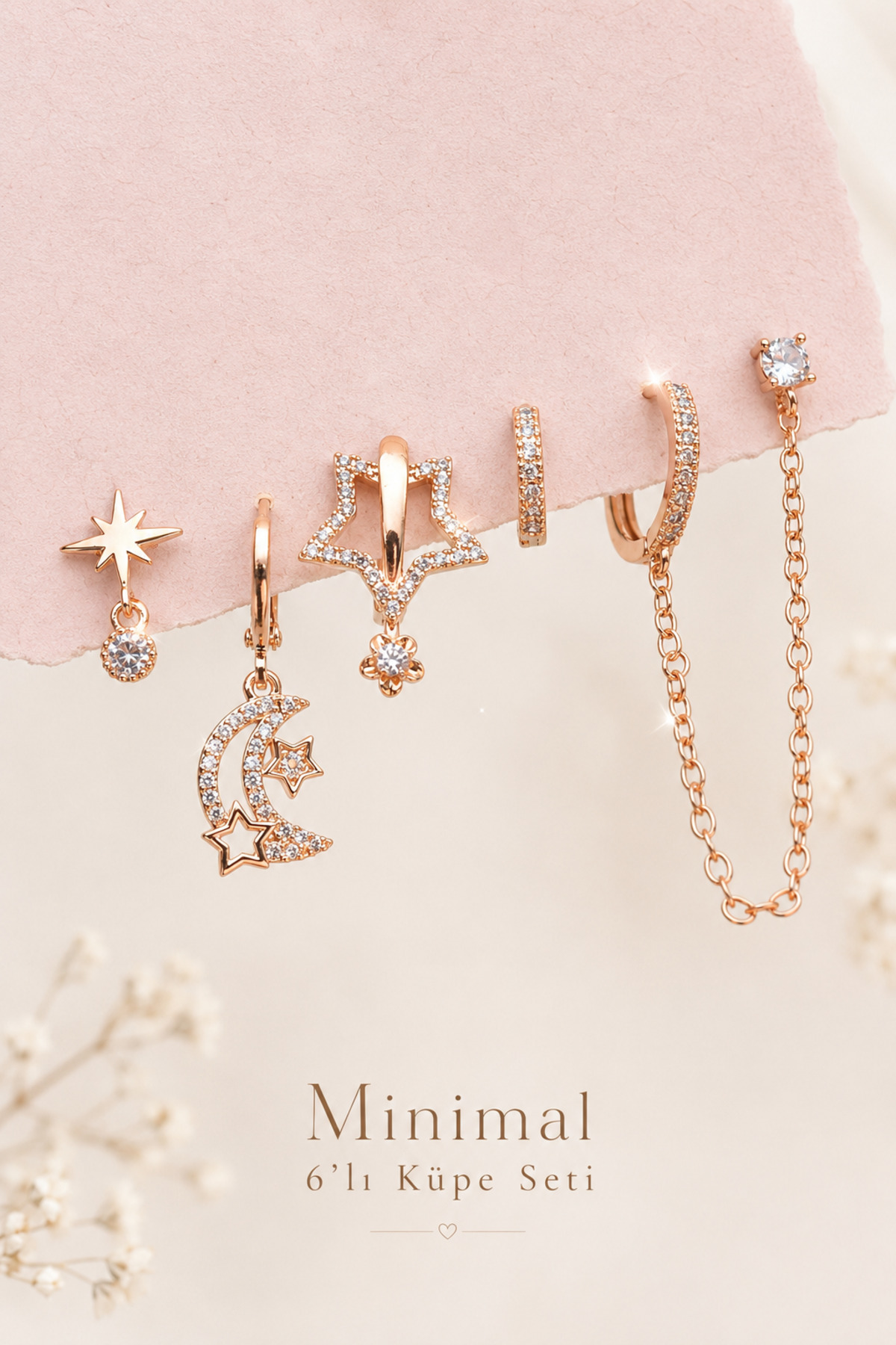 Asymmetrical Star Earrings Set 6 Pieces