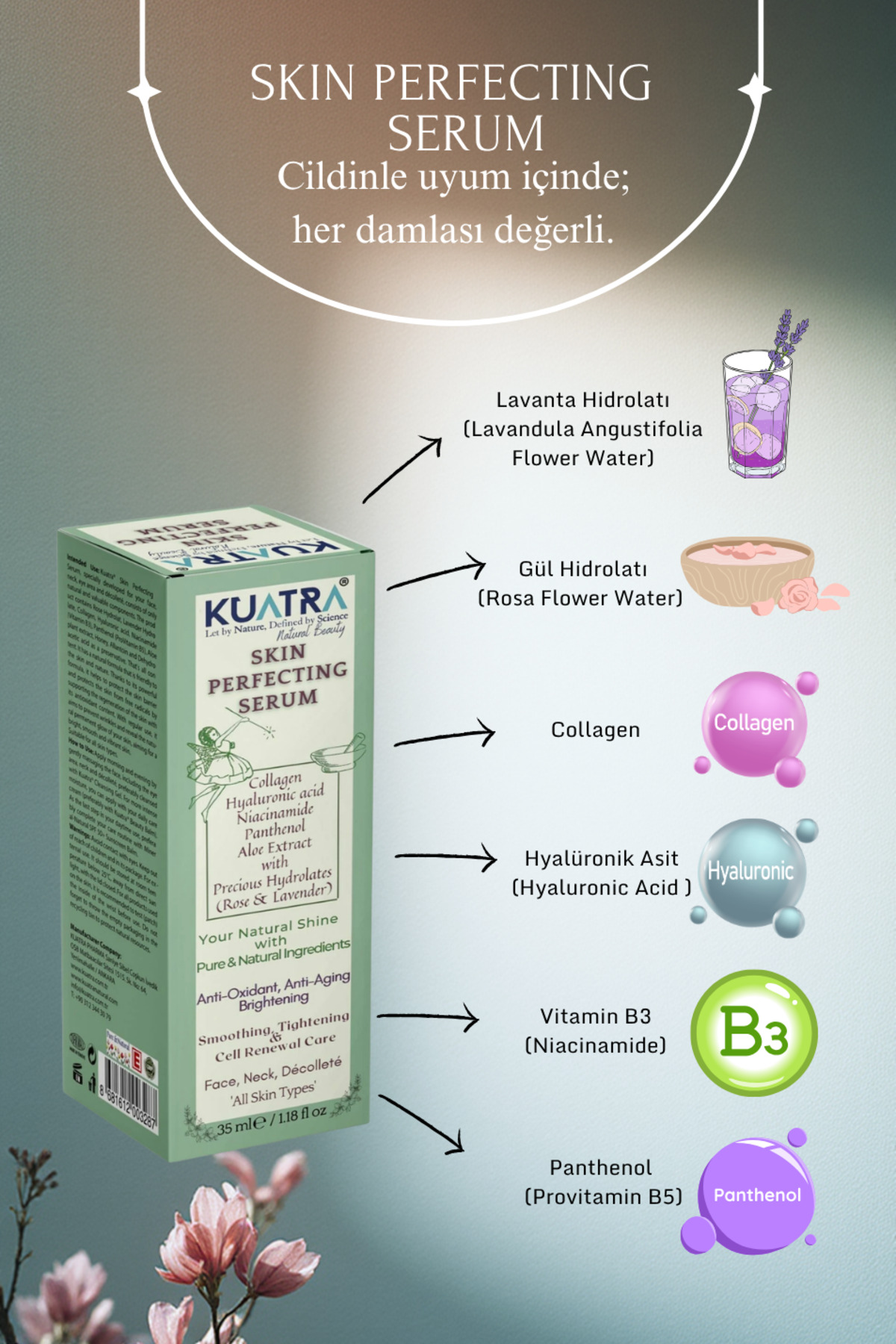 Skin Perfecting Serum (COLLAGEN - HYALURONİC ACİD- NİACİNAMİDE-PANTHENOL-ALOE-ROSE- LAVENDER) — TYC00319562794 — تصویر 4 از 9