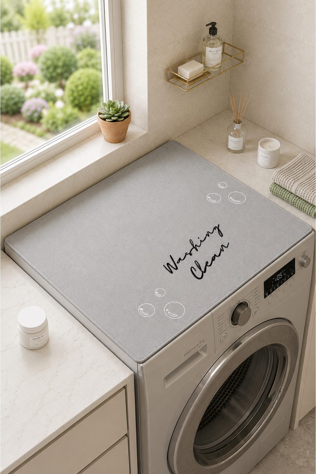 Washing Machine Dryer Cover Protection Pad Mat Anti-Slip Washable