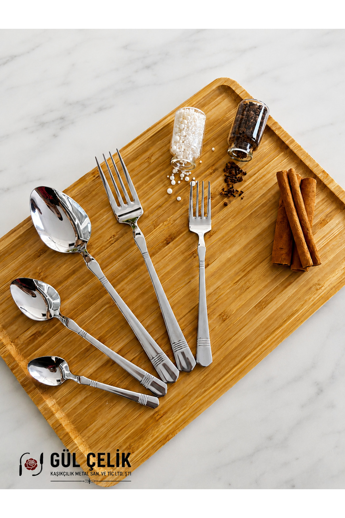 KAVEH 30-Piece 6-Person 18/10 Quality Fork and Spoon Set Alvina Model 304 Stainless Steel