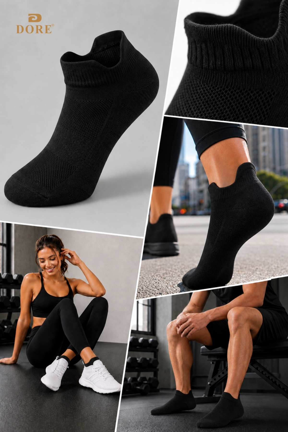 Dore Orijinal 3 Çift Unisex Kulaklı Ayakkabı Arkasını Vurmayan Konfor Modeli Ter Emici Nefes Alan 4 Mevsim Kullanım Özel Tasarım Bilek Boy Premium Pamuklu Günlük 3'lü Sneaker Spor Ayakkabı Çorabı görsel 2