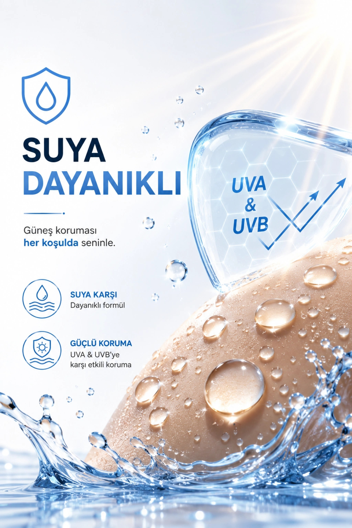 SPF 50+ Güneş Koruyucu Sun Milk 200 ml, Beyaz İz Bırakmayan Su Bazlı Hafif Dokulu C Vitaminli ve Hyaluronik Asitli Güneş Sütü — DDE.09.002 — تصویر 6 از 8