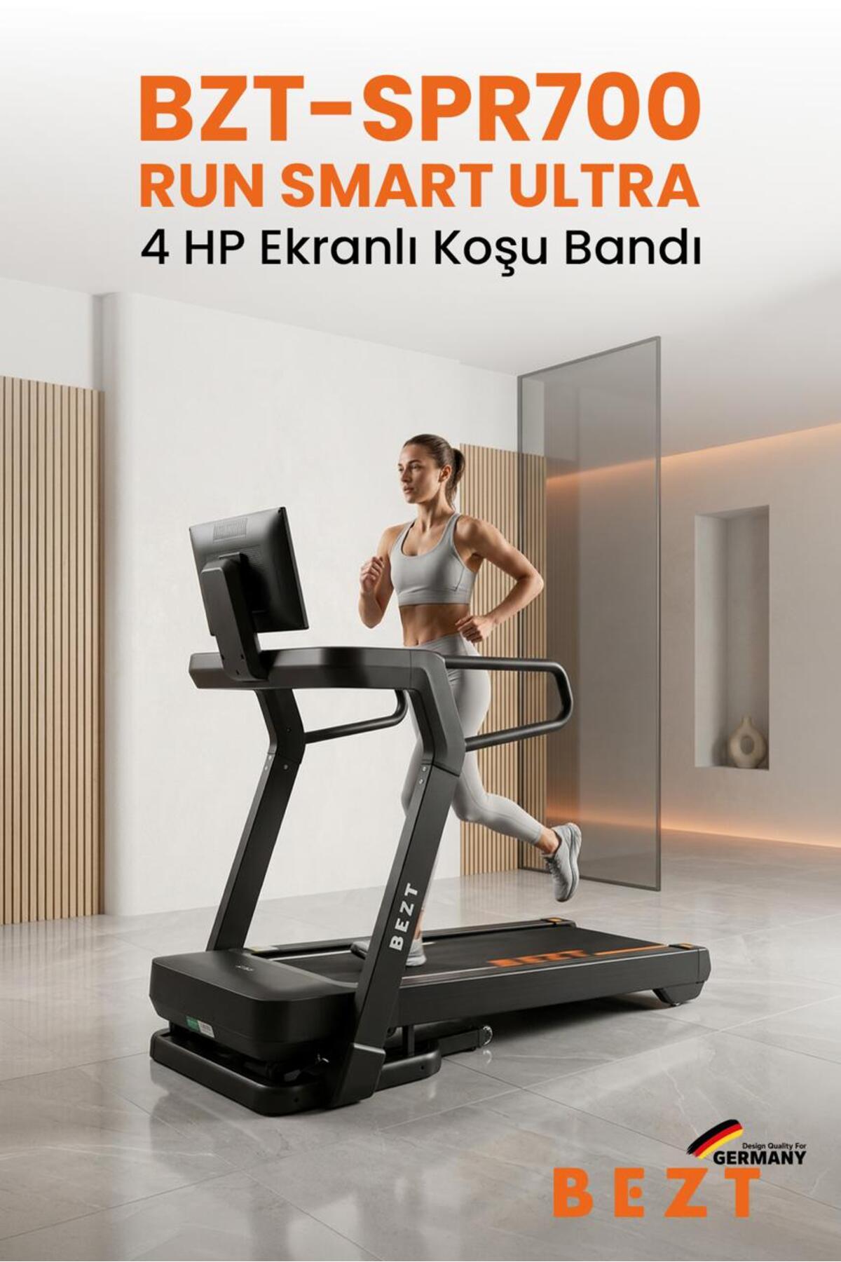 Bezt BZT-SPR700 Run Smart Ultra 4 HP Ekranlı Koşu Bandı (180 kg Kapasite / Telefon Yansıtmalı LED)