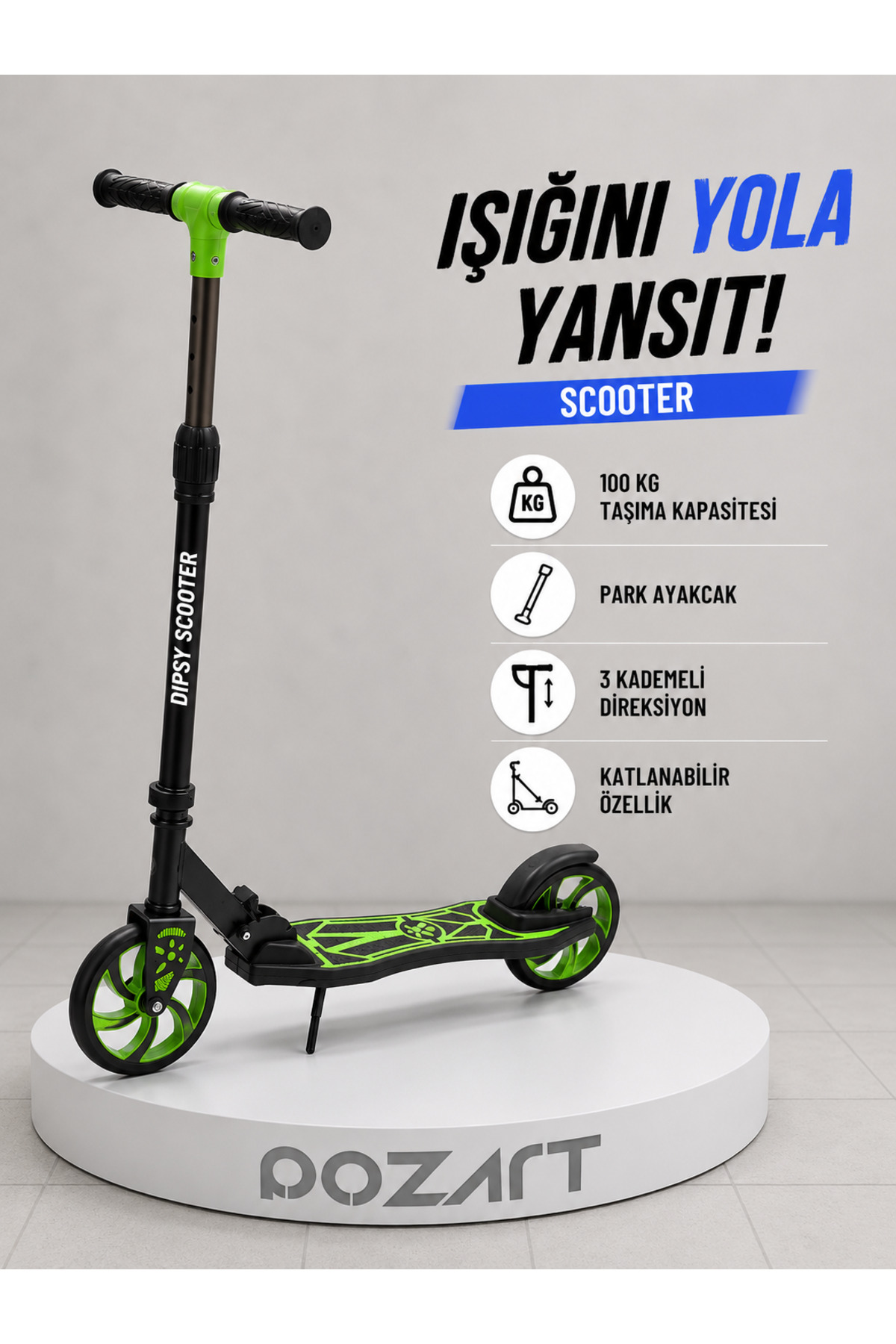 Foldable with Wheels + Max 100 kg Carrying Capacity Over 12 Years 9-12 Years old with BrakeScooter