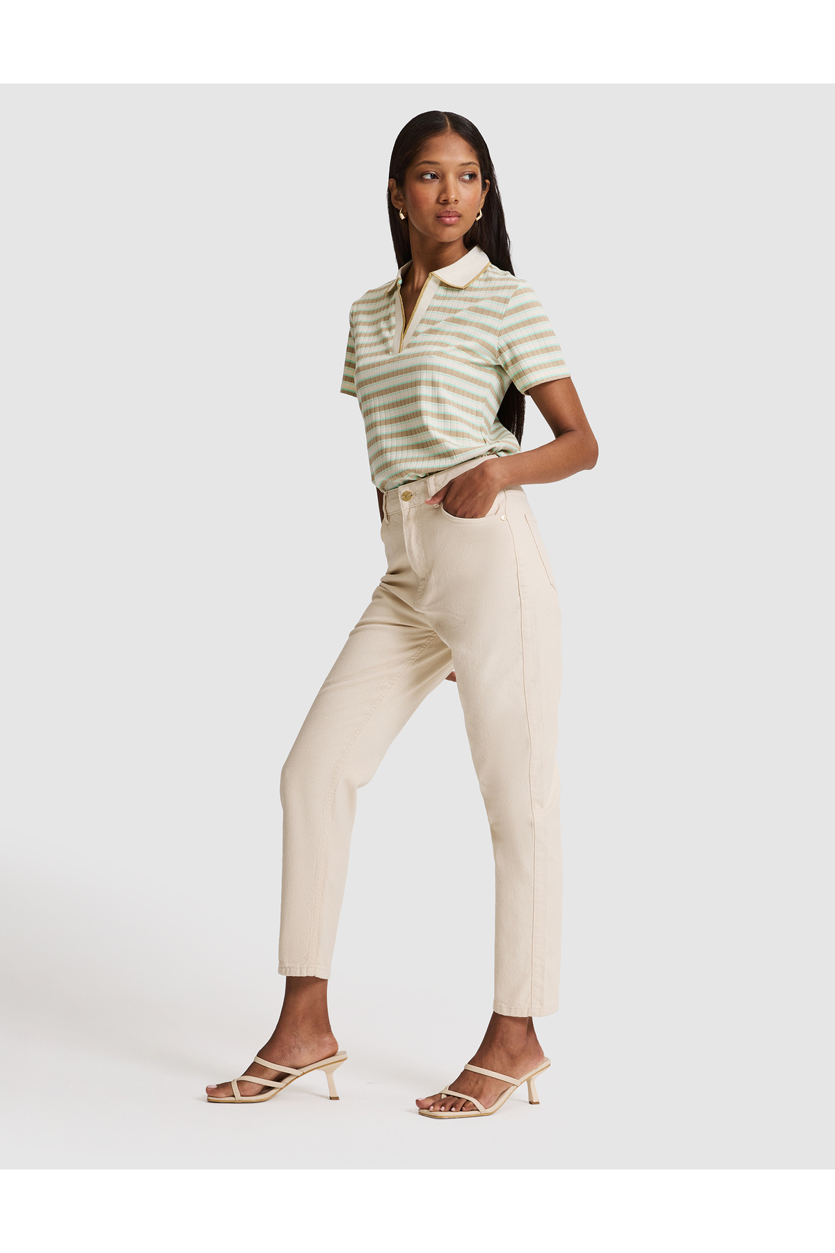 Pierre Cardin Bej Mom High Waist Fit Jean Pantolon 50313225-VR011 görsel 3