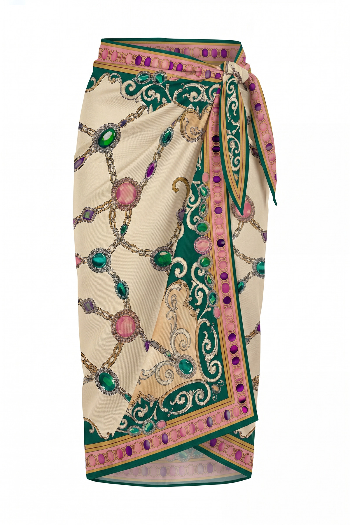 Emerald Jewels Patterned Beach Beach Pareo - Shiny Fabric without Interior - 75x155 cm