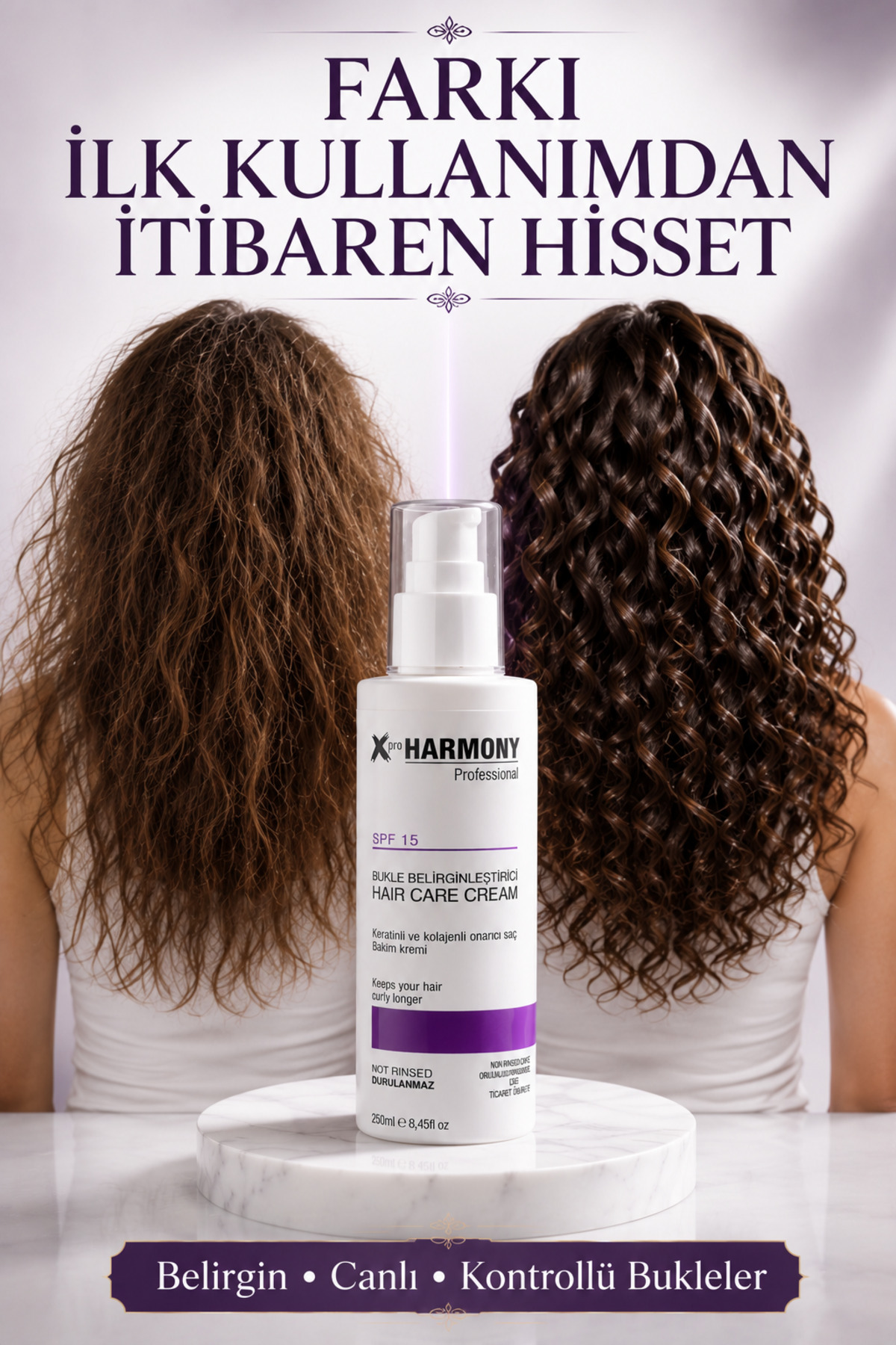 Koruyucu SPF15 Keratin-Kolajen içerikli Bukle Belirginleştirici Durulanmayan Saç Kremi — XPH-8682887911758 — تصویر 6 از 8