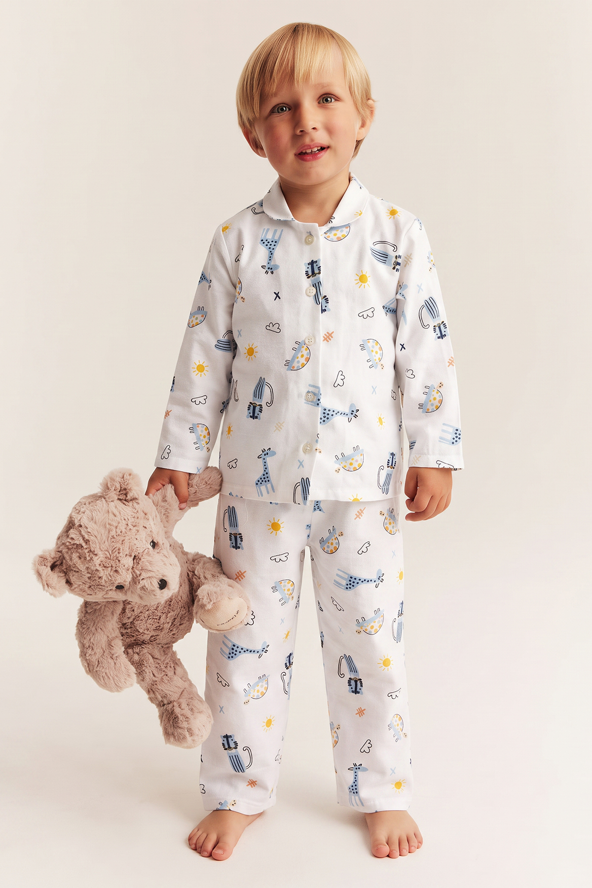 Lilabio 100% Cotton Flannel Boy's Pajama Set Animal