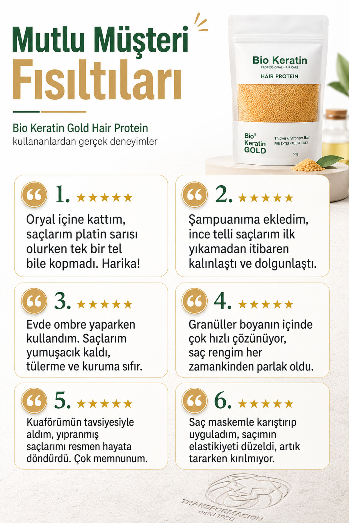 Bio Keratin Gold Profesyonel Saç Bakım Proteini 50 gr - Yıpranma Karşıtı Bağ Koruyucu, Oryal ve Boya İçi Granül Protein Tozu 722447 — 7430000722447 — تصویر 6 از 7