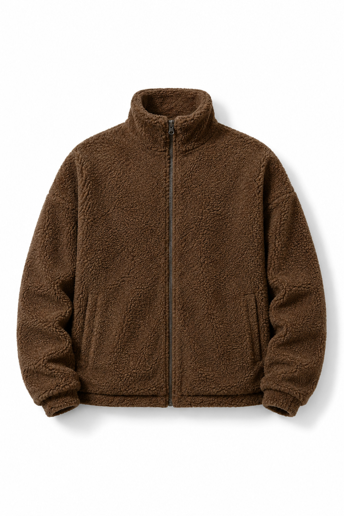 Ghassy Co. Erkek Alaska Regular Peluş Sherpa Kışlık  Tam Fermuarlı Polar Sweatshirt — قهوه‌ای 869866247