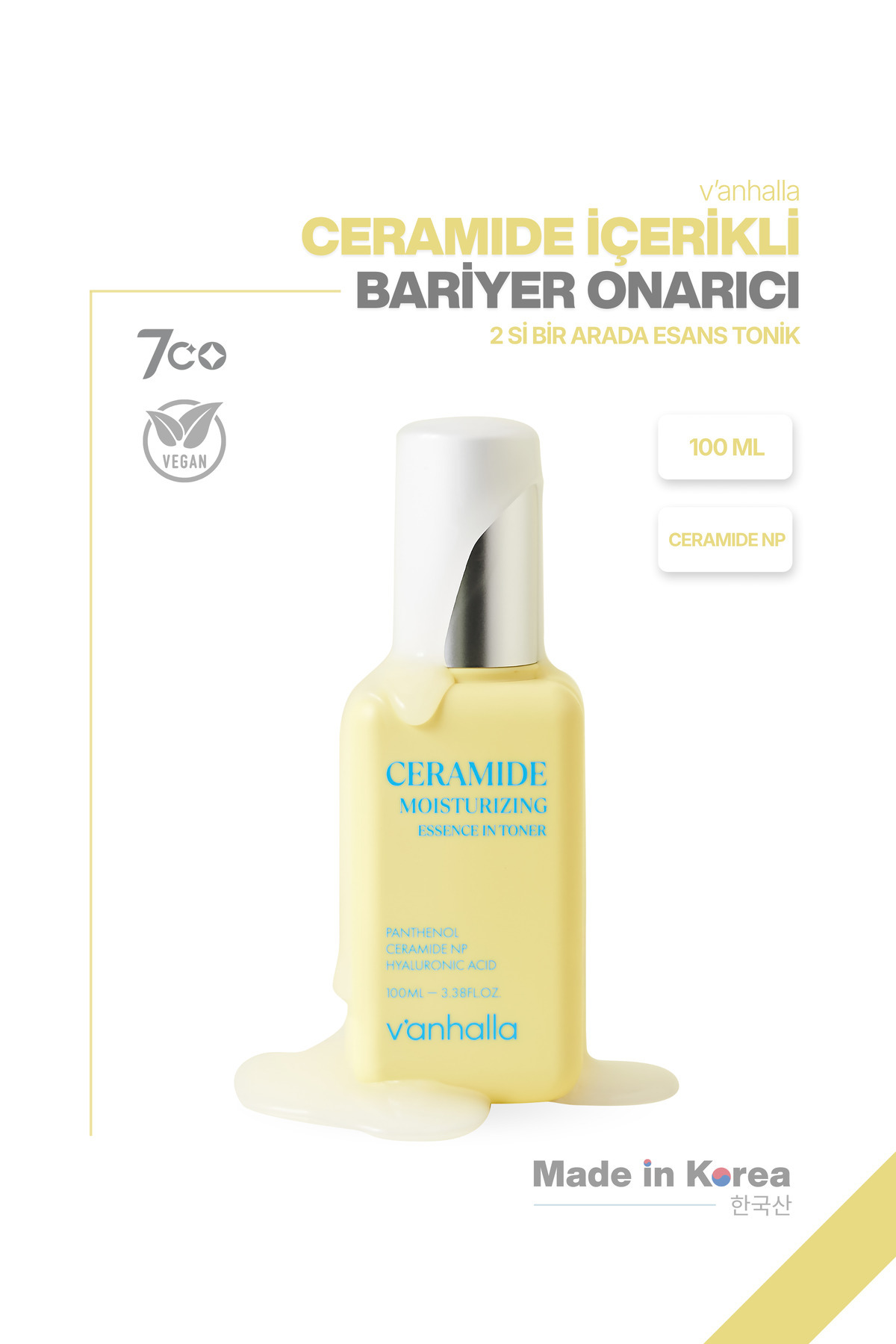 v'anhalla Bariyer Onarıcı Ceramide Essence | 3HA + Ceramide NP + Panthenol | Yoğun Nemlendirme & Tonik — 8809961180019