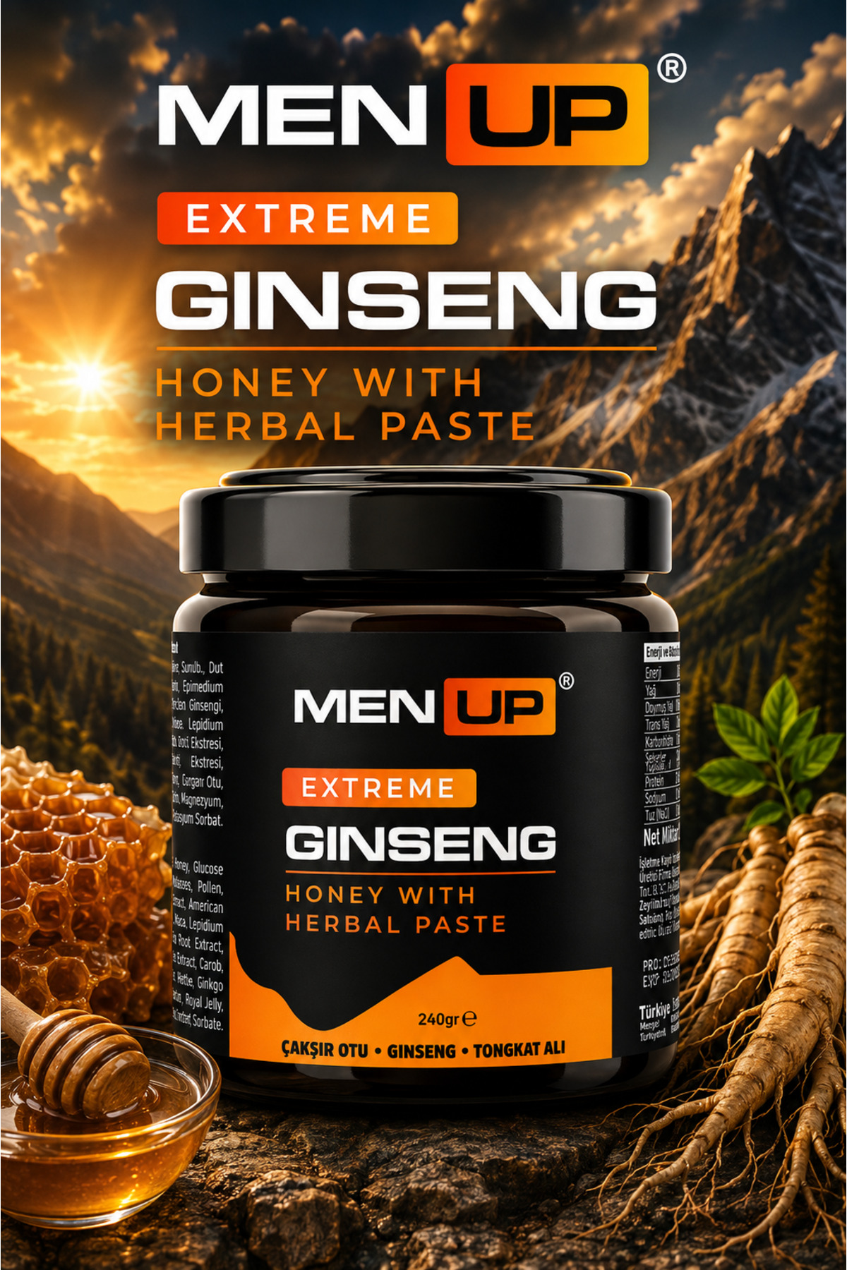 Men Up Tribulus Terrestris, Maca Extract, Ginseng, Çakşır Otu, Panax Içeren Kuvvet Bitkisel Karışımlı Macunu 240 gr — Doğadan