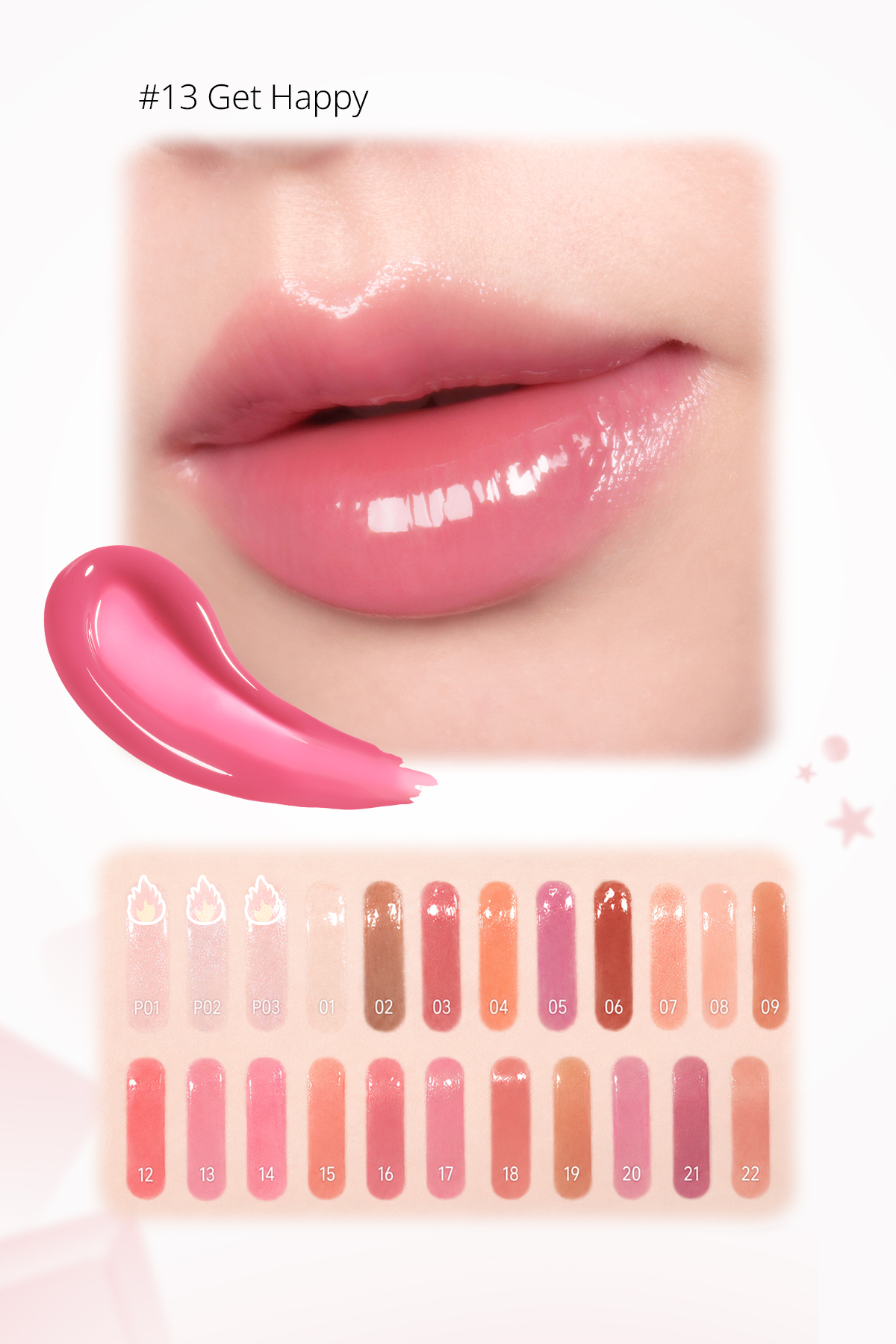 Dudaklara Dolgun ve Işıltılı Görünüm Sunan Gloss PERIPERA Ink Glasting Lip Gloss (13 Get Happy) — صورتی 5568 — تصویر 4 از 9