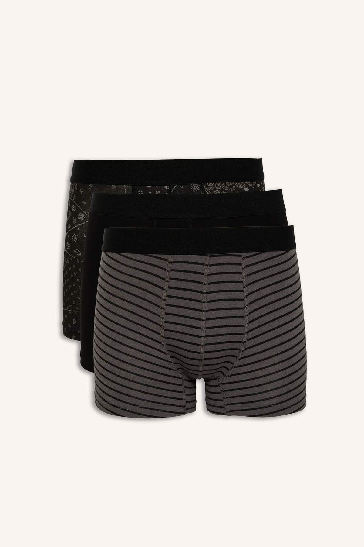 DeFacto Regular Fit Şal Desenli 3'lü Boxer C3883AX24WN