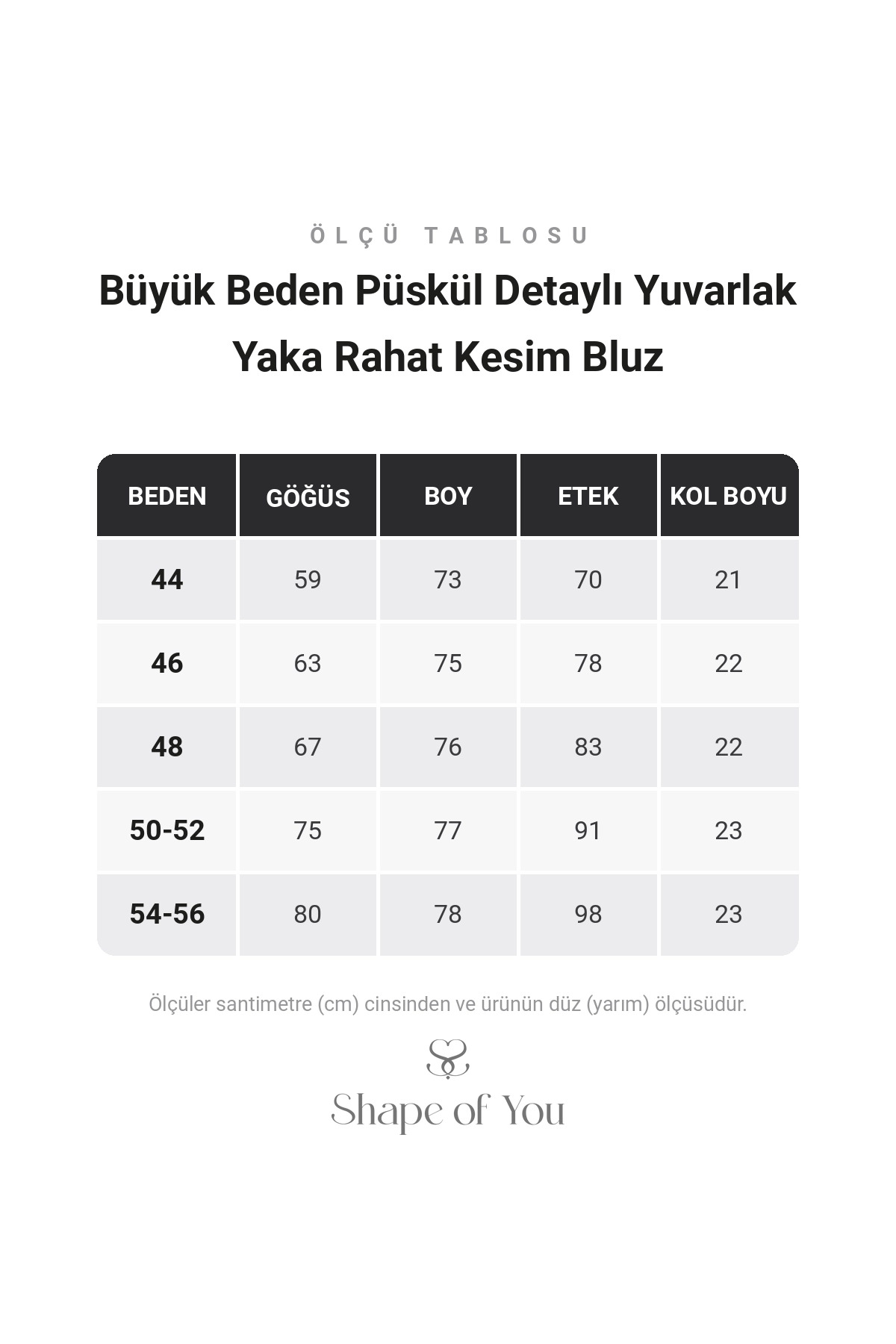 Shape Of You Büyük Beden Püskül Detaylı Yuvarlak Yaka Rahat Kesim Bluz görsel 2