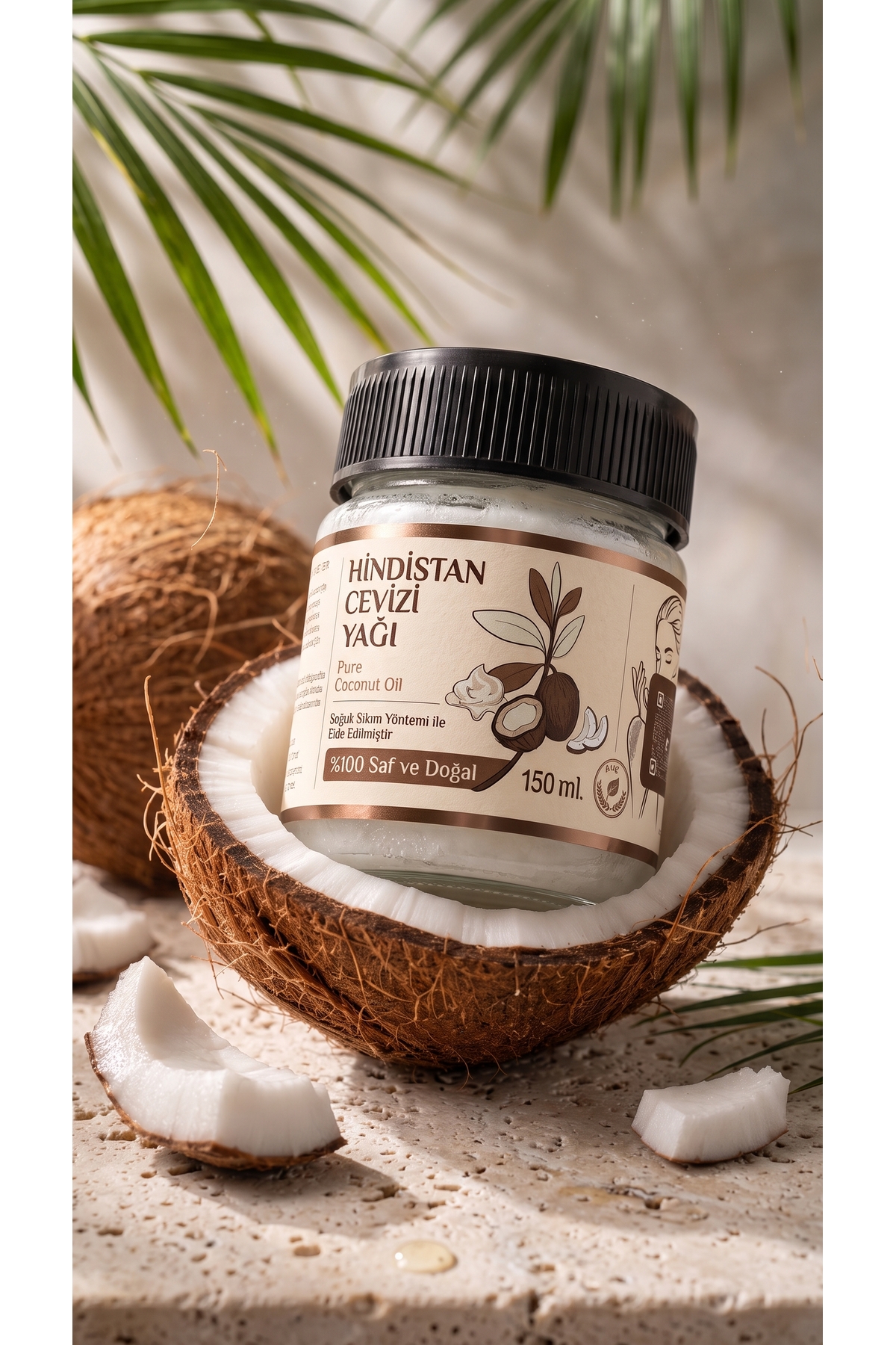 150 ml Saf Hindistan Cevizi Yağı / Soğuk Sıkım / %100 Saf Ve Doğal / Coconut Oil — 150ml-hindistan-cv-yag — تصویر 5 از 8