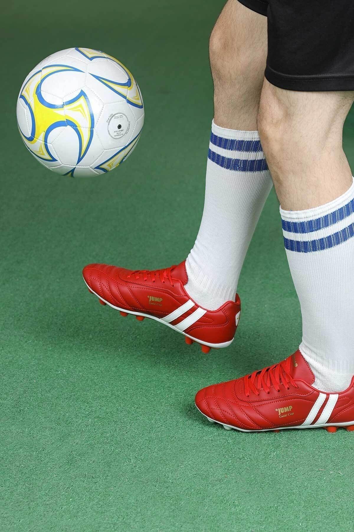 Jump 13256 Çocuk ve Yetişkin Çim Halı Saha Retro Krampon Futbol Ayakkabısı Kırmızı Beyaz görsel 3