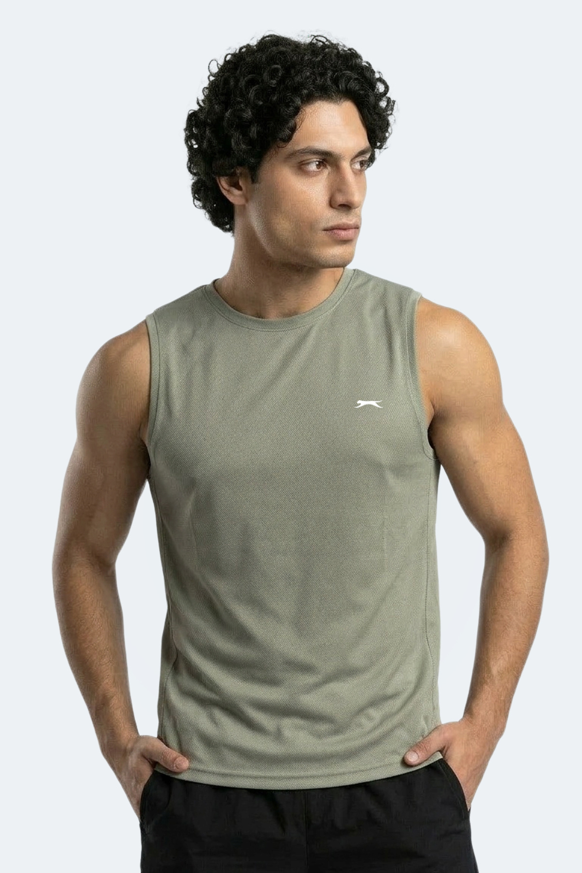 Slazenger HAZZAR I Erkek Kolsuz Haki Tişört görsel 4