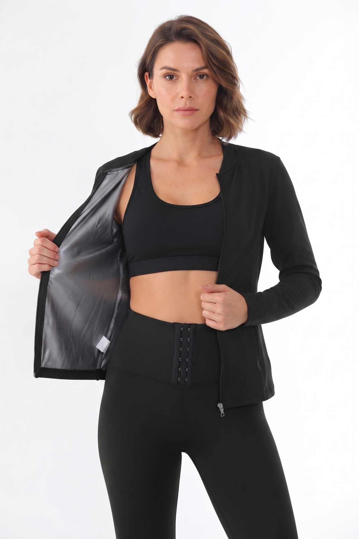 Spor Yaparken Giyilen Sauna Uzunkol Mont Üst Termal — مشکی termal5913 — تصویر 3 از 9