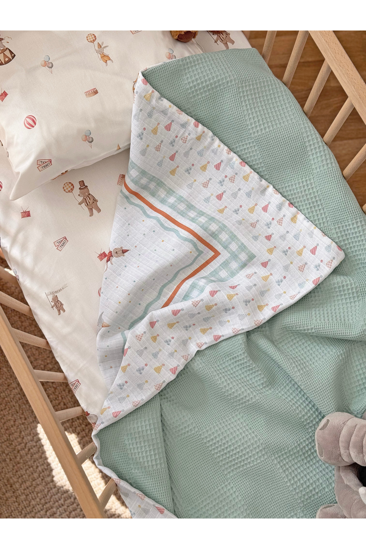 3-Piece Quilting Set 100% Cotton Muslin Soft Baby Set 90x140cm Bed Sheet, Pillow Hair, Double-Sided Blanket