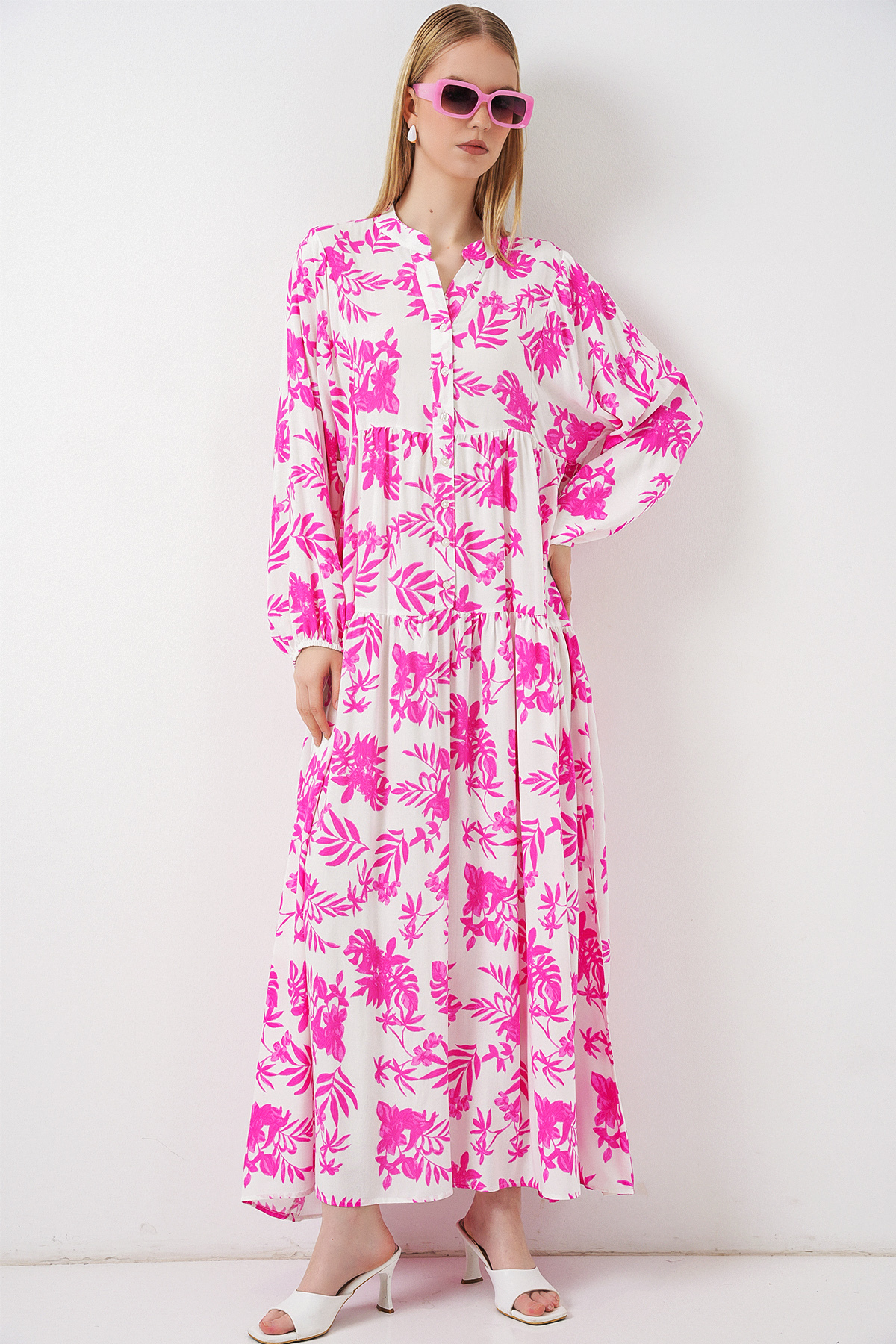Bigdart Women's Patterned Long Hijab Dress 2585 - Pink