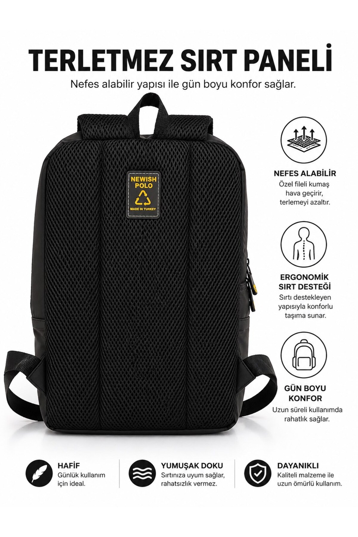 Newish Unisex Minimal Sırt Çantası Laptop Bölmeli Şehir İçi Kullanım görsel 5
