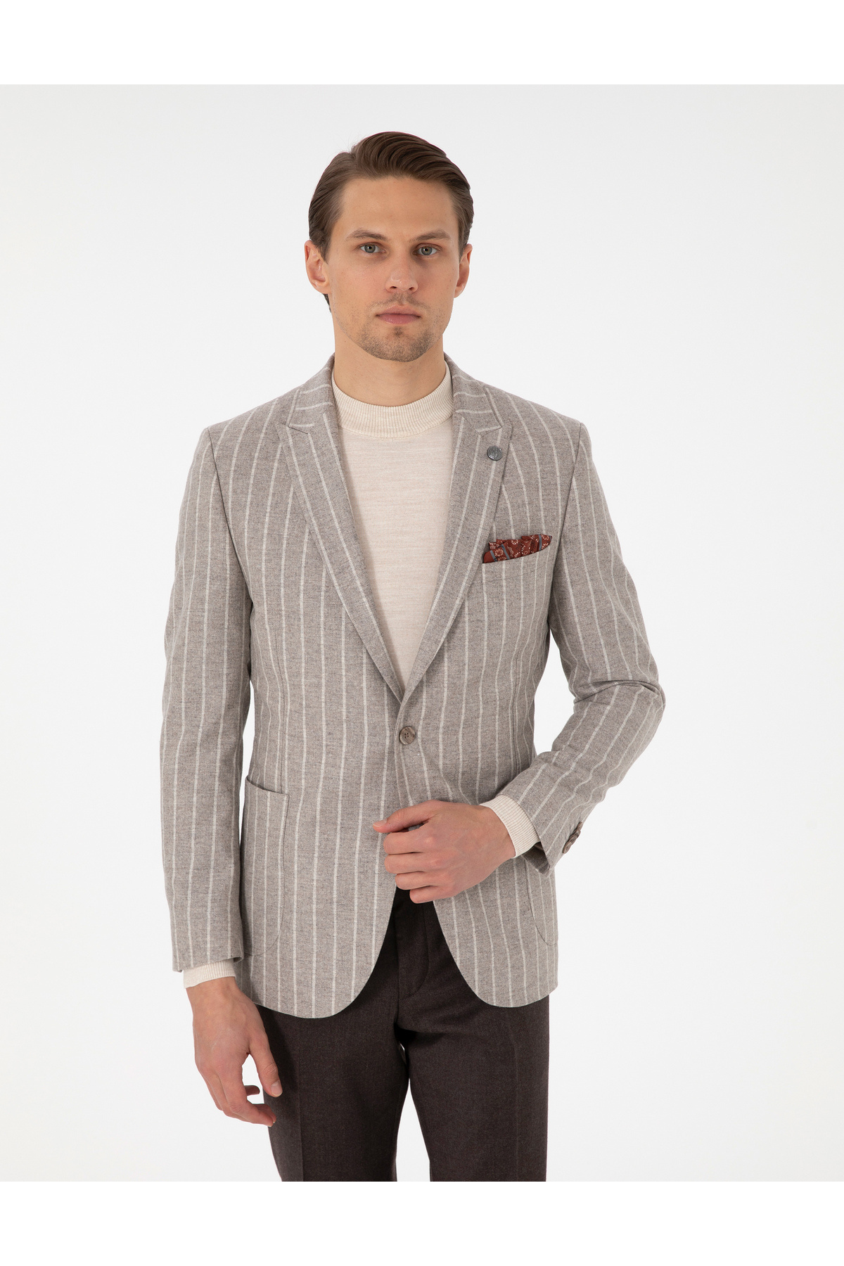 کاپشن باریک بژ Ex. 50291936-VR011 پیر کاردین کت بلیزر Pierre Cardin